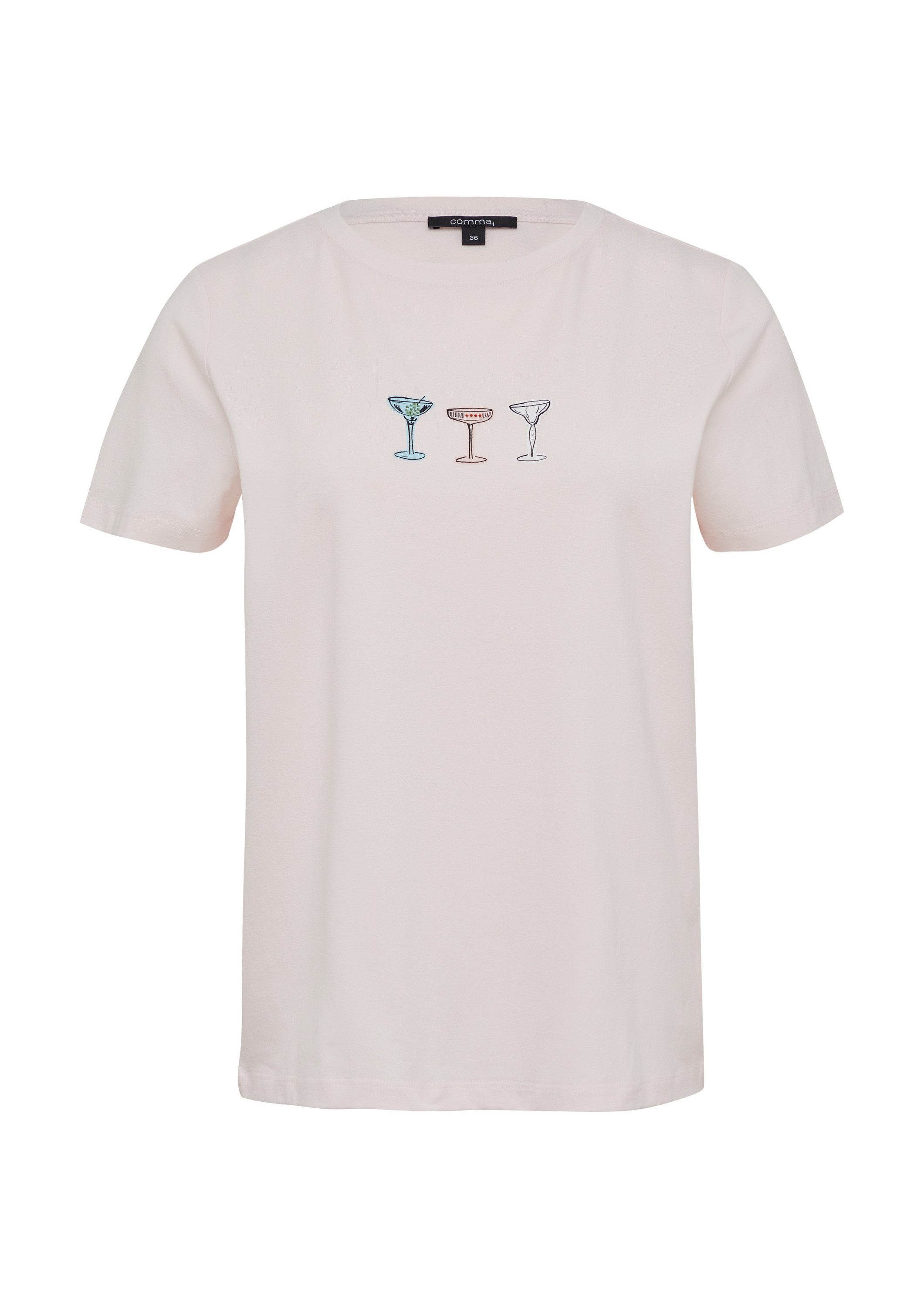 comma Kurzarmshirt T-Shirt Jersey-T-Shirt aus Baumwollmix günstig online kaufen