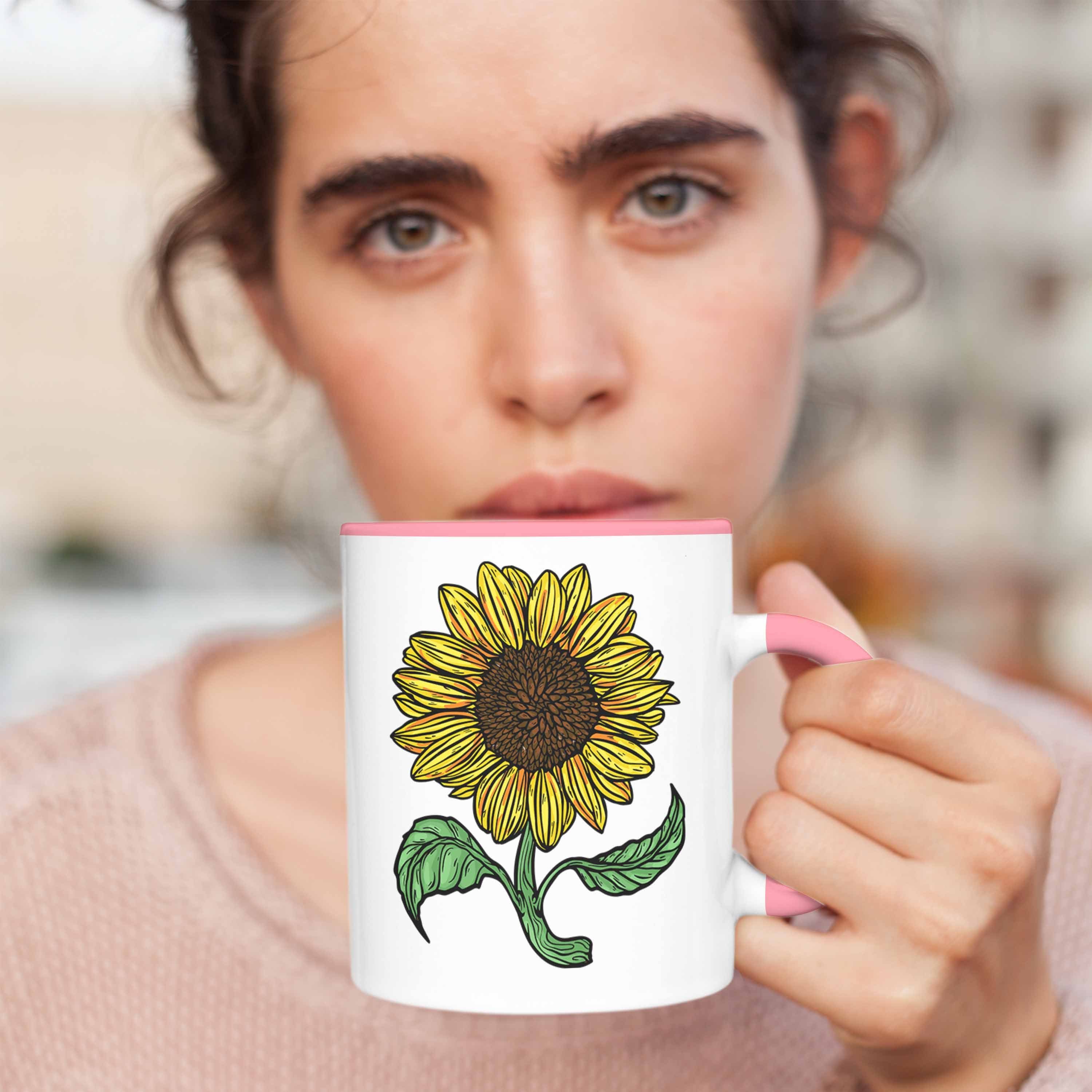 Geschenk Trendation Sonnenblume Tasse Rosa Tasse Lustige für Sonnenblumenliebhaber