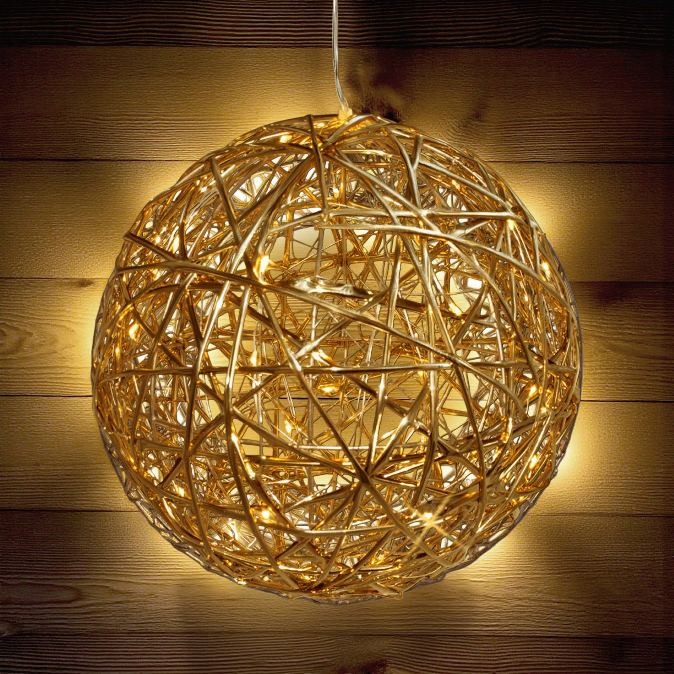 Spetebo LED-Dekofigur Leuchtfigur mit Goldband umwickelt warm weiß (Anzahl, 1 St., Stück), mit Timer
