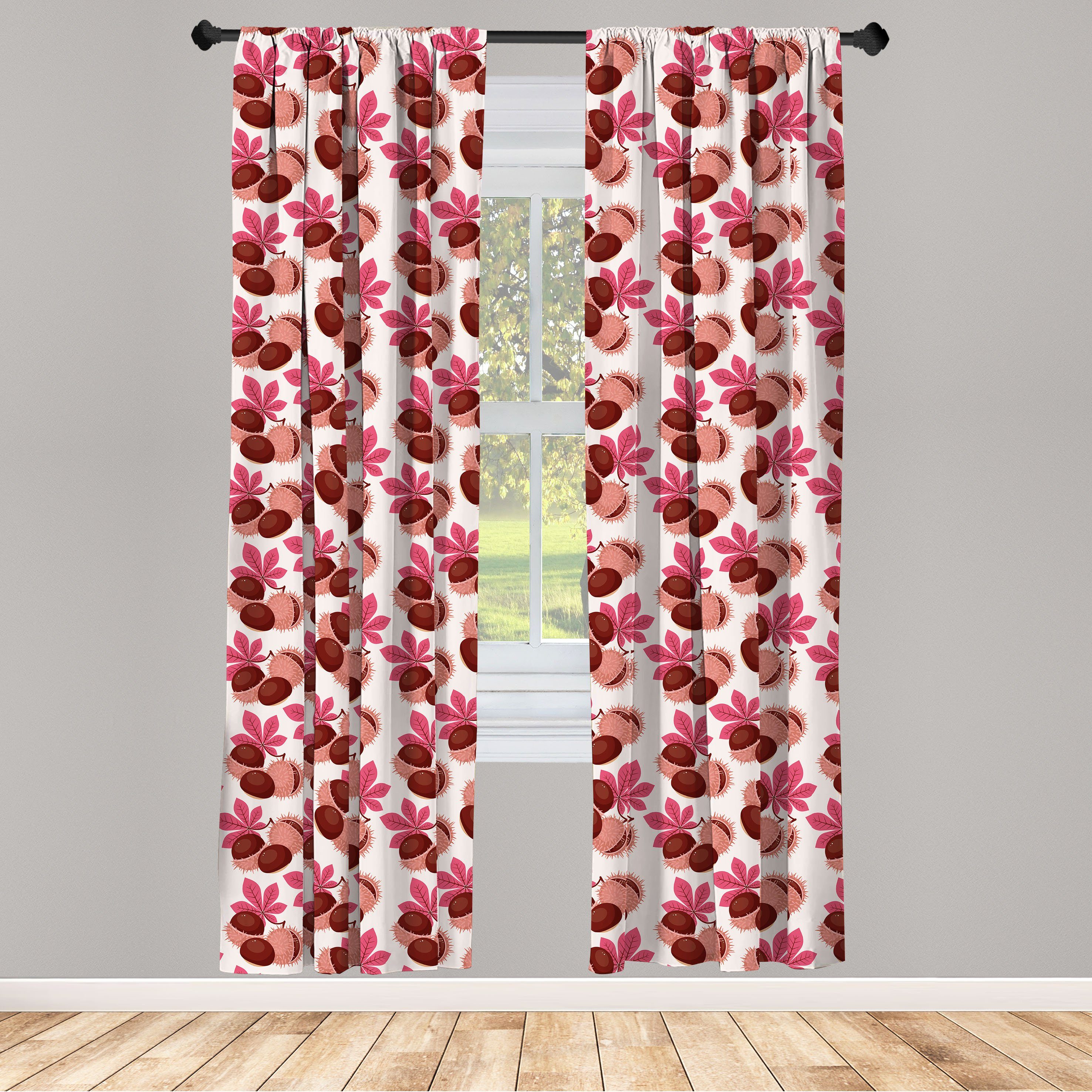 Gardine Vorhang für Wohnzimmer Schlafzimmer Dekor, Abakuhaus, Microfaser, Exotisch Chestnut Seeds Herbst Woods