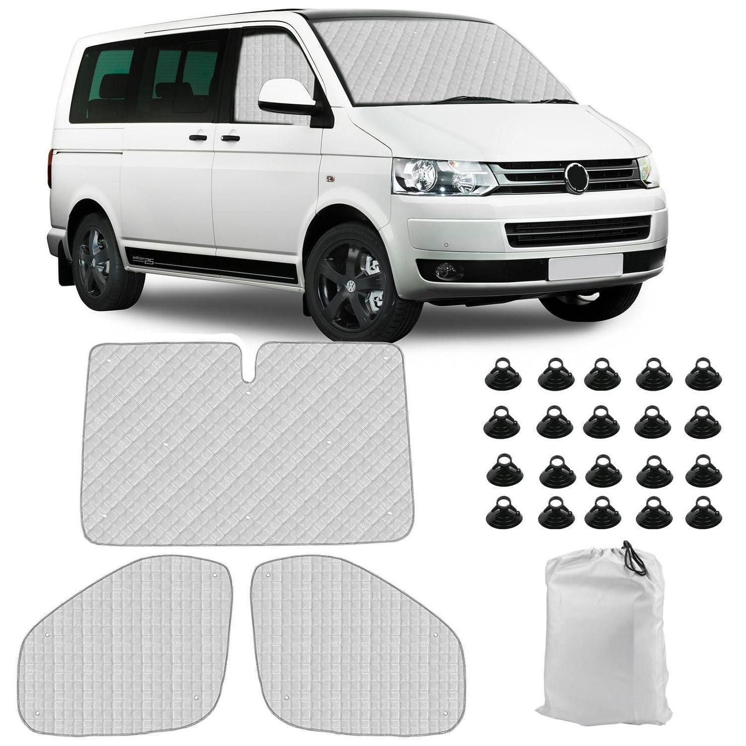 LuxusKollektion Frontscheibenabdeckung Sonnenschutz Frontscheibe VW T5 T6 100% Okklusion 3PCS for T5 T6