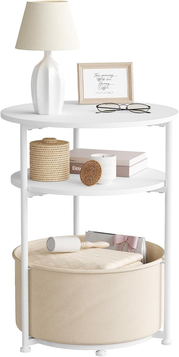 Woltu Couchtisch (1-St), dreistufiger Kleiner Beistelltisch, nachttisch rund, MDF