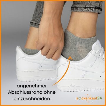 sockenkauf24 Sneakersocken 10 Paar Damen & Herren "Premium Sneaker Socken" Atmungsaktiv (5xWeiß 5xGrau, 35-38) mit Mesh-Streifen Schwarz Weiß Grau Baumwolle - 16510 WP