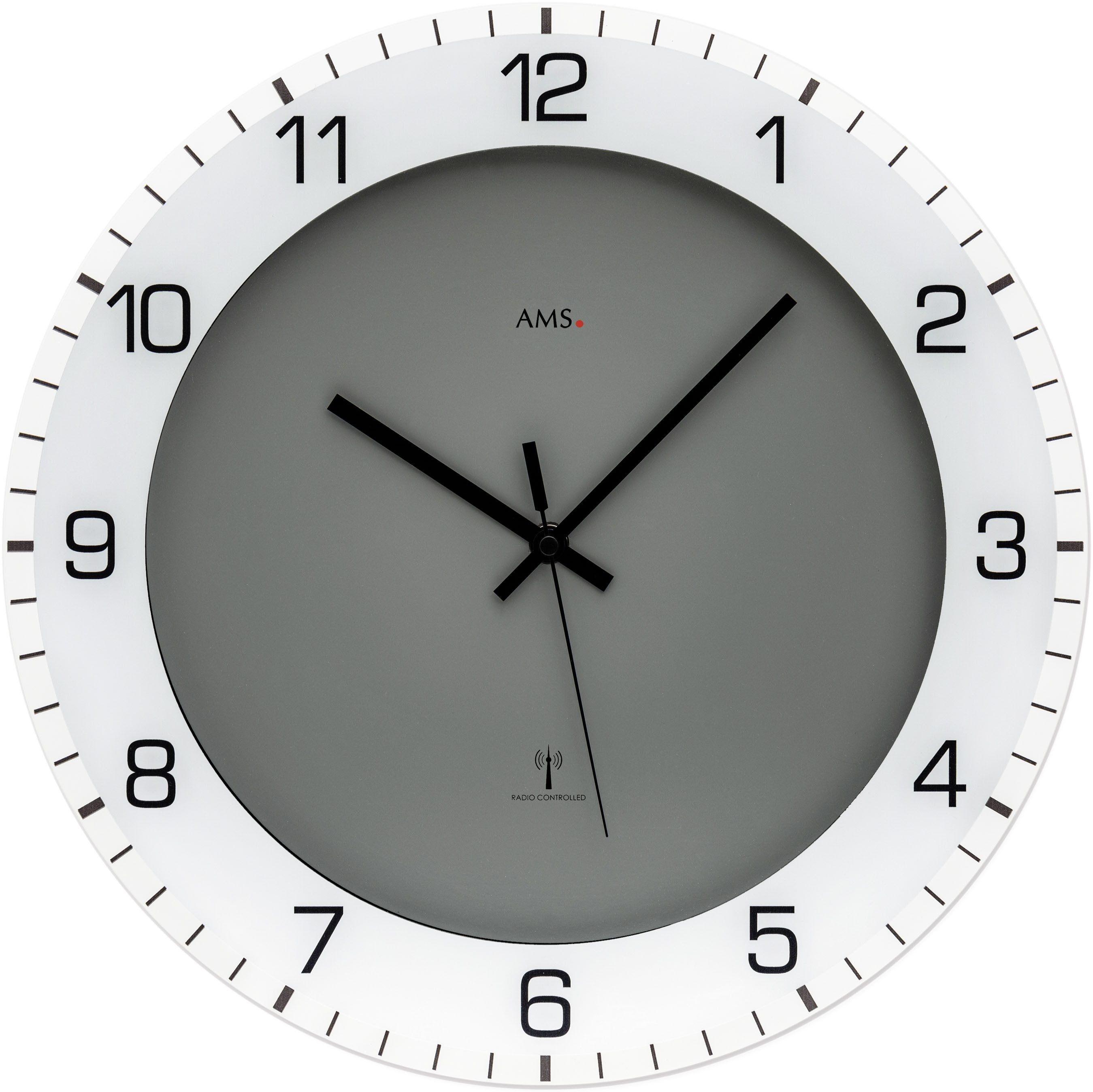 AMS Funkwanduhr (Quarzuhr, Wanduhr, Made in Germany, Wohnzimmer, Küche, Arbeitszimmer)