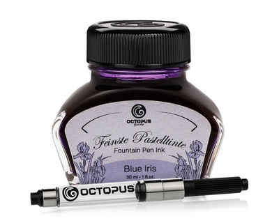 OCTOPUS Fluids Schreibtinte Pastell Violett "Blue Iris" 30 ml mit Konverter Tintenglas