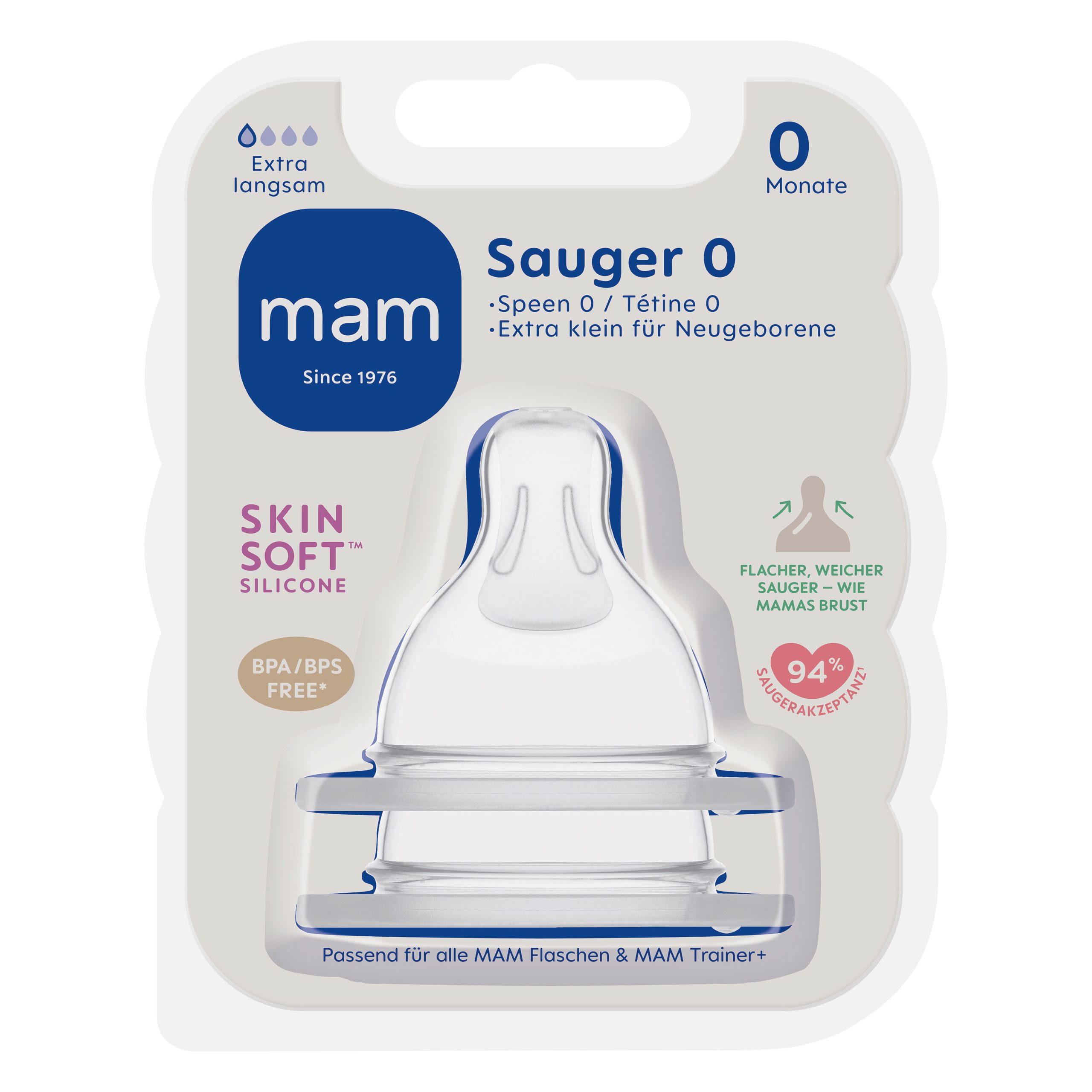 MAM Flaschensauger SkinSoft Weithals Trinksauger aus weichem Silikon
