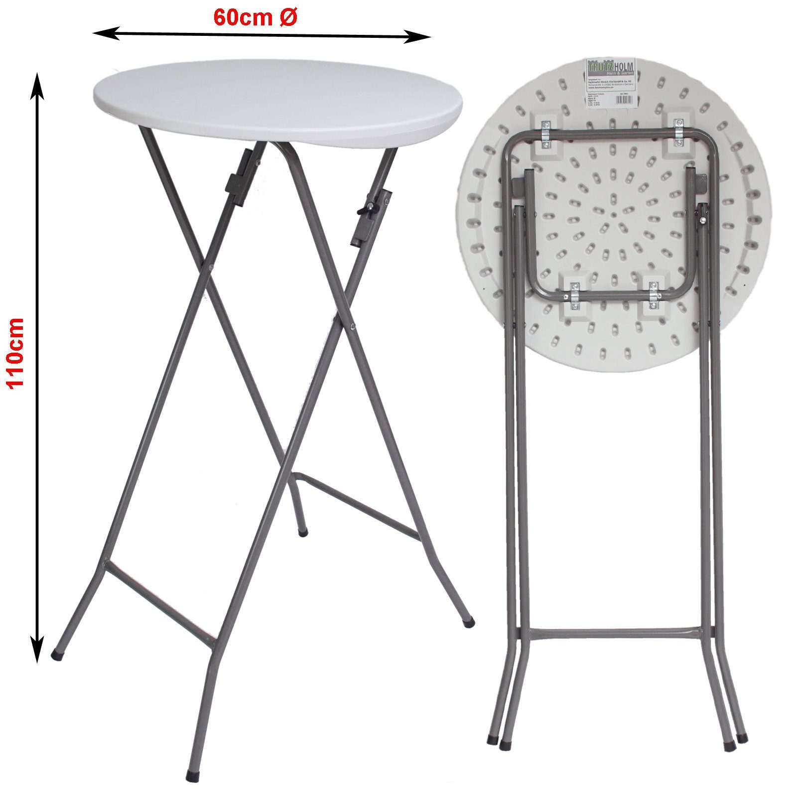 Stehtisch wetterfest,zusammenklappbar mit Husse Bistrotisch (Set), Ø + Stehtisch TRUTZHOLM 60cm Klapptisch Decke Partytisch