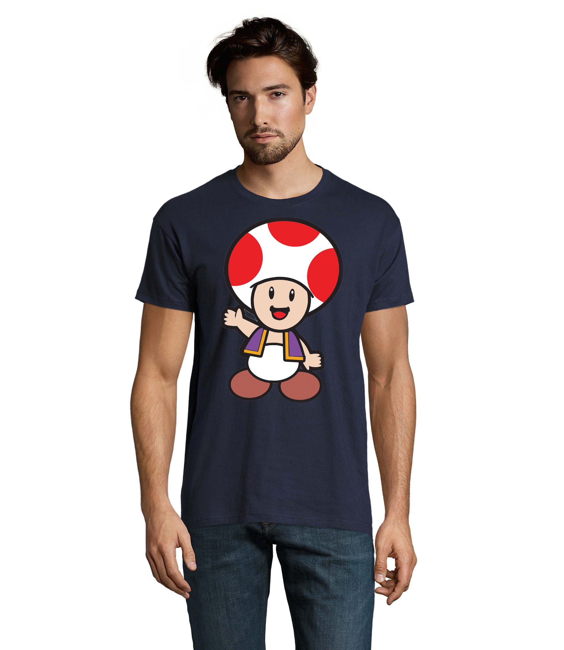 T-Shirt Toad Herren T-Shirt Super Mario Motiv Retro Gamer Baumwollshirt