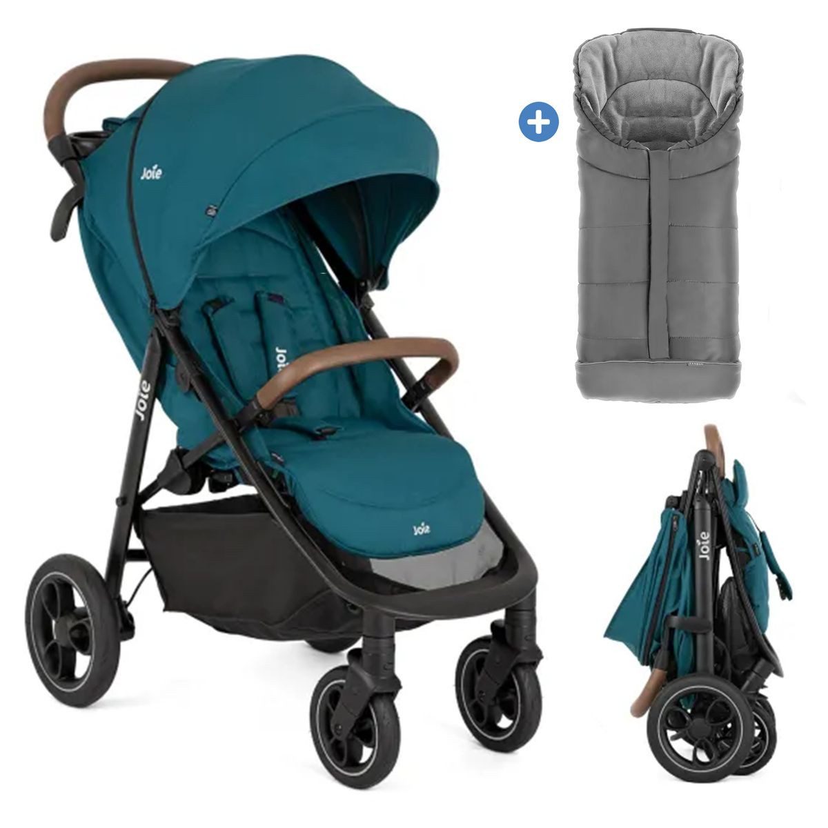 Joie Kinder-Buggy Litetrax Pro - Peacock, Sportwagen mit Fußsack, Liegefunktion & Einhand-Faltung bis 22 kg