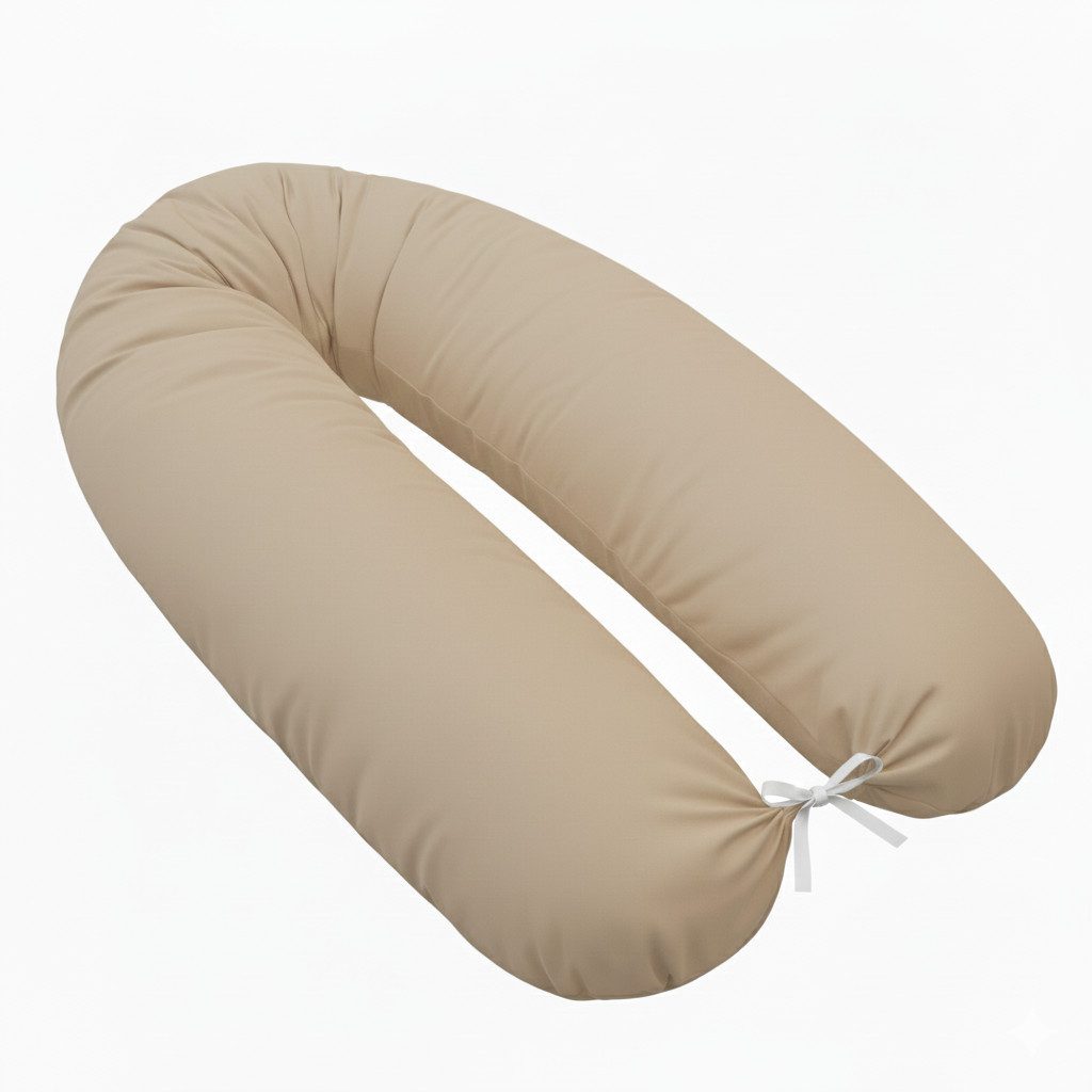EMI & SAM Stillkissen Seitenschläferkissen 170cm Baumwolle Lagerungskissen, 170Ersatzbezug_Beige – Bild 3 von 3
