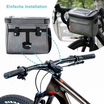 CALIYO Handy-Lenkertasche Handy-Lenkertasche,mit lenkeradapter, 4.2L fahrradkorb vorne Tasche, mit transparenter Touchscreen und abnehmbarem Schultergurt