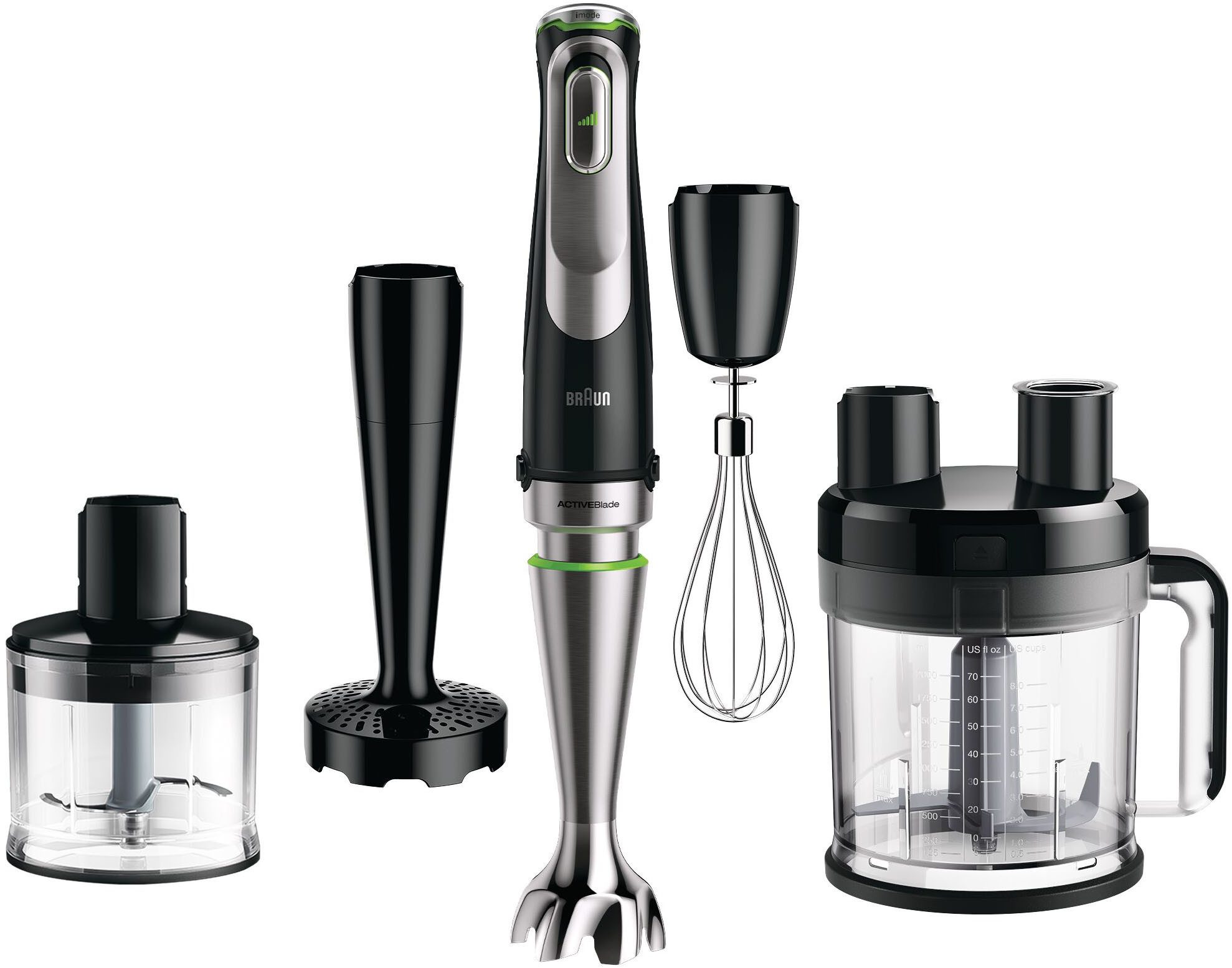 Braun Stabmixer MultiQuick 9 MQ 9187XLI - 1200W, Stufenlos, Dynamische Klinge, 1200 W, Spritzschutz, Extra Mahlklinge, 2 Modi + Pulsfunktion, Küchenmaschine