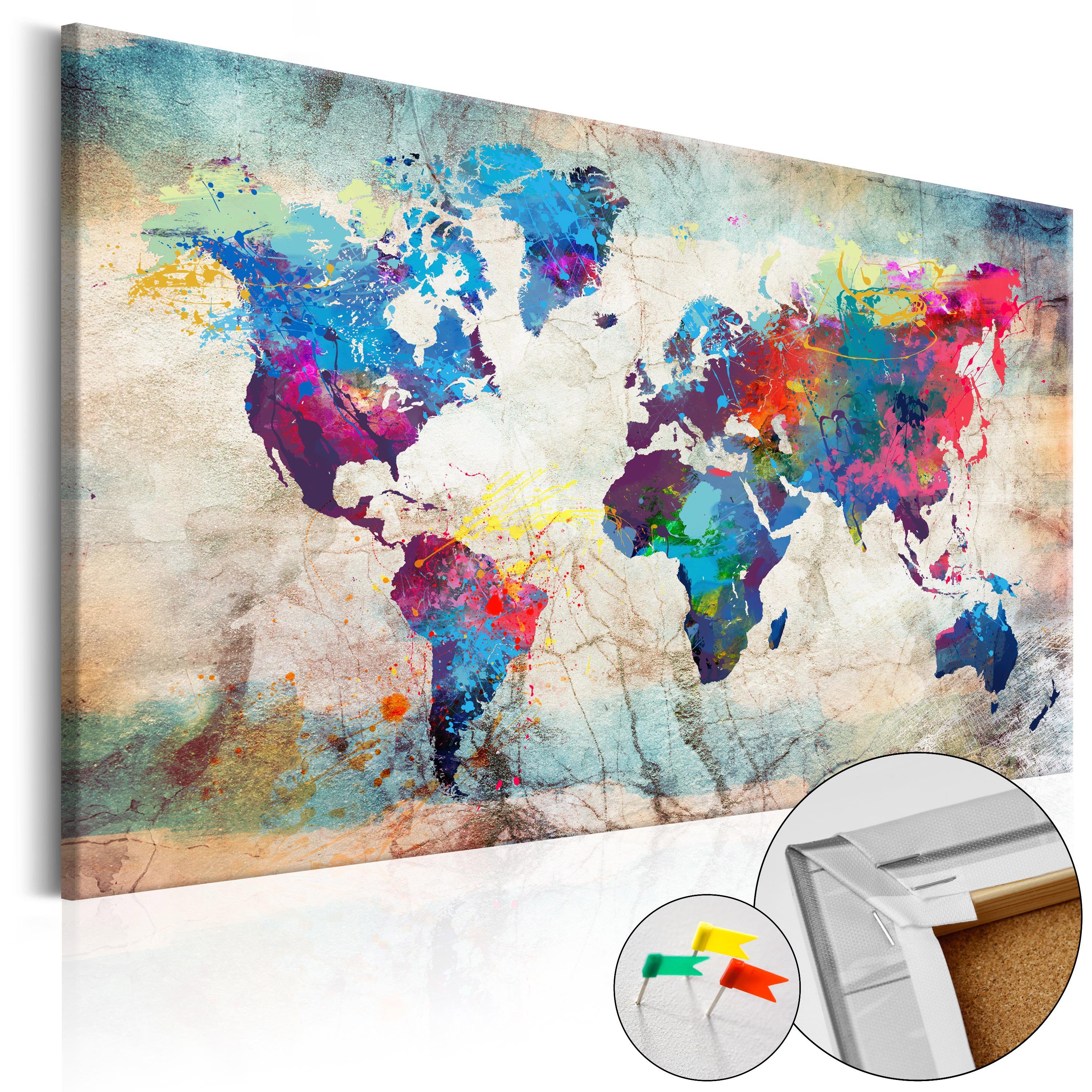 Artgeist Pinnwand World Map: Colourful Madness [Cork Map] | Pinnwände