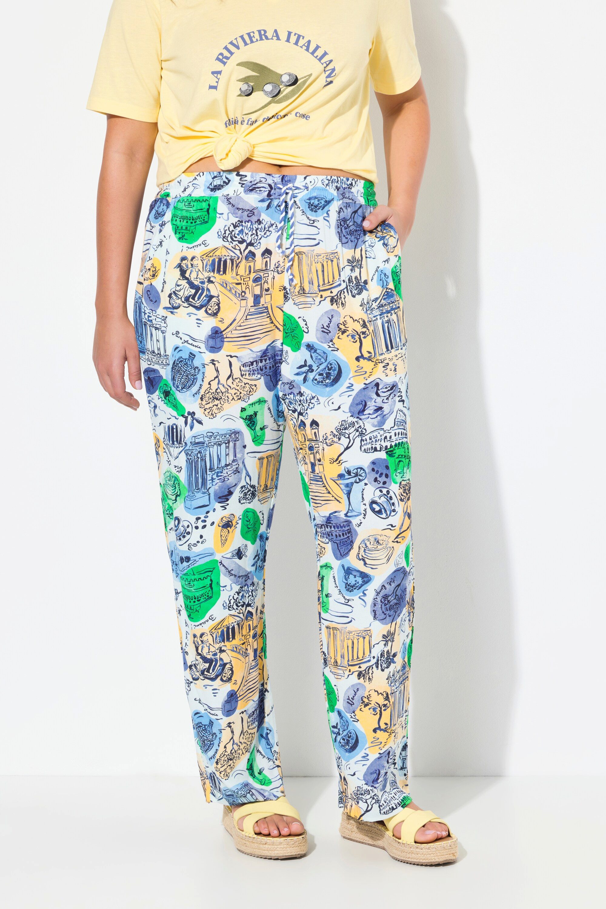 Ulla Popken Schlupfhose Culotte Urlaubsmotive weites günstig online kaufen