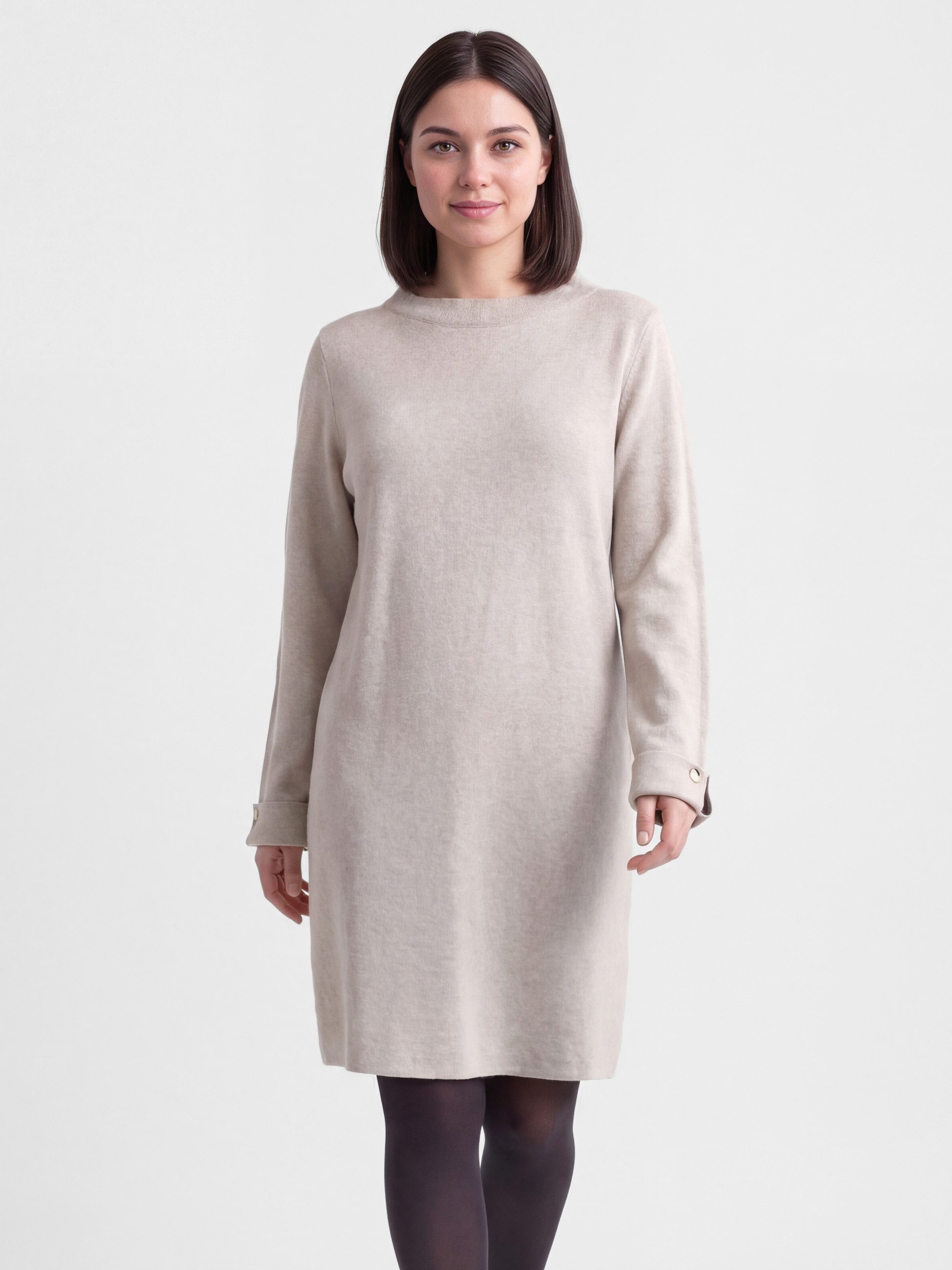 PEKIVESSA Strickkleid Feinstrickkleid gerader Schnitt fester Strick weicher Griff