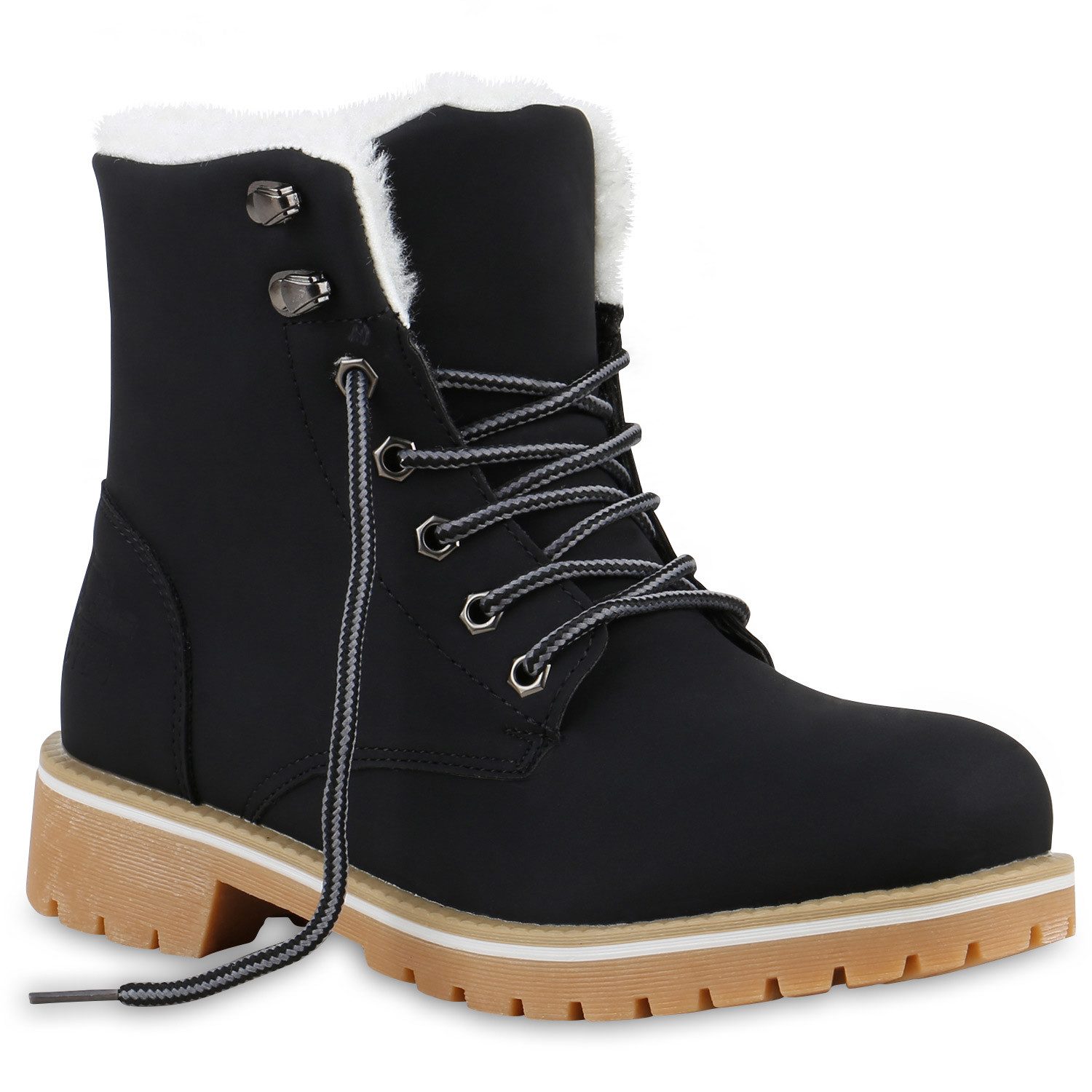 VAN HILL 812611 Stiefelette mit warmen Winterfell und einer ausgeprägten Profilsohle