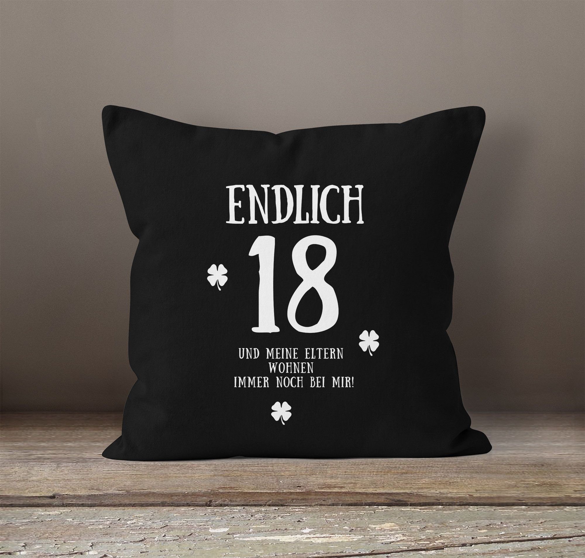 MoonWorks Dekokissen Kissenbezug Endlich 18 zum Geschenk zum 18. Geburtstag günstig online kaufen