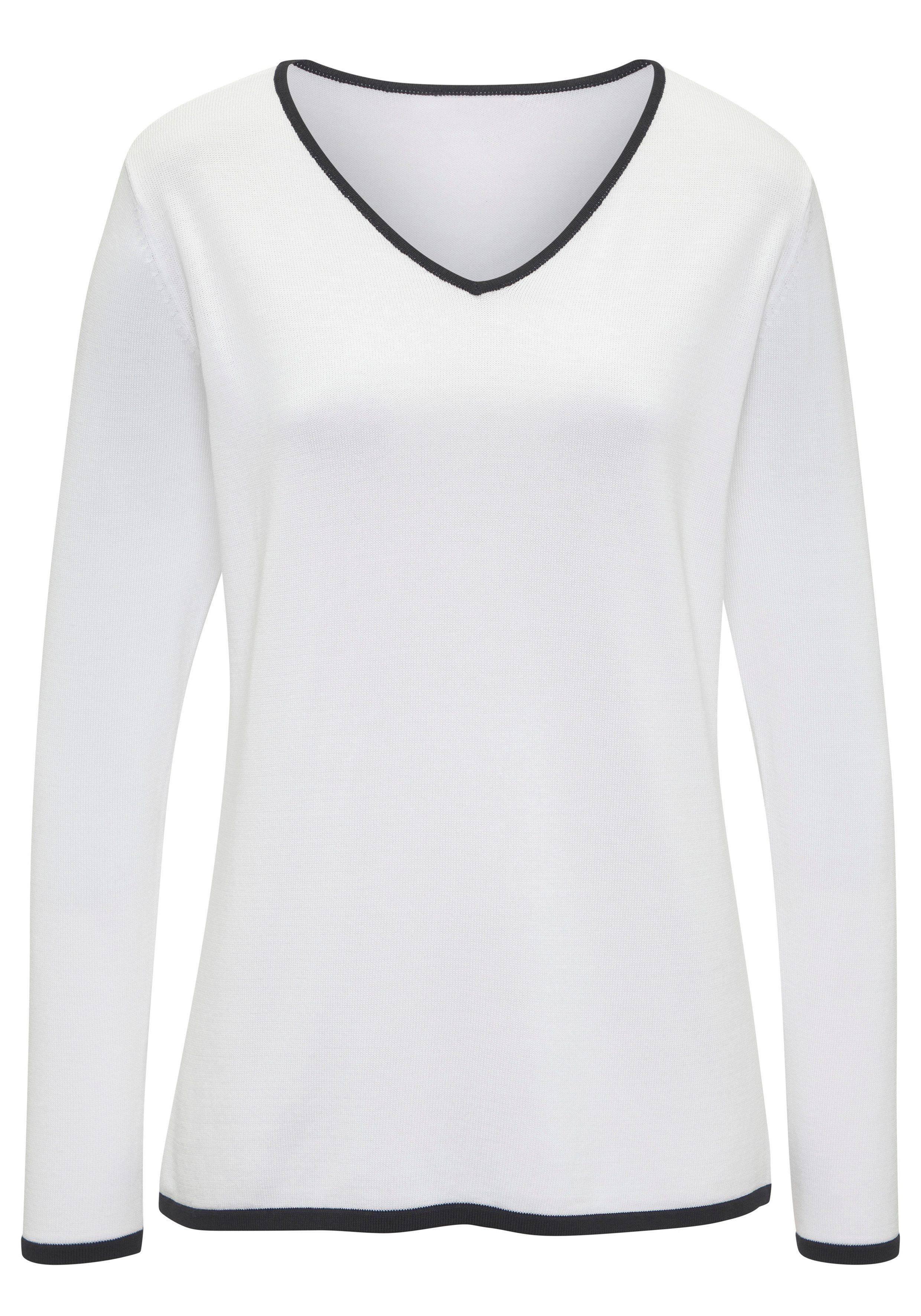 Vivance by Lascana V-Ausschnitt-Pullover mit Kontrastkanten, Basic-Pullover aus weichem Feinstrick, casual. € 39,99
