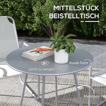 Outsunny Balkonset 3tlg. Bistro-Set, Balkonmöbel-Set inkl. 1 Tisch, 2 Stühlen, (Gartensitzgruppe, 3-tlg., Gartenmöbel-Set), für Garten, Terrasse, Mesh, Hellgrau