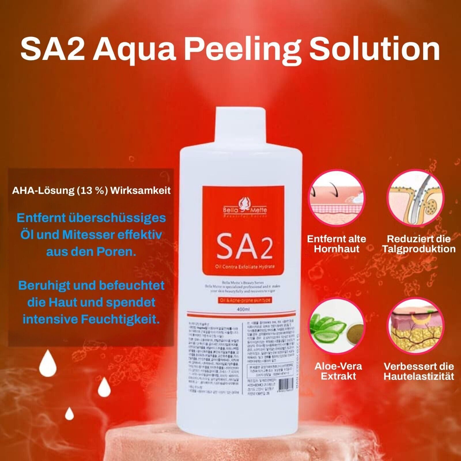 P-Beauty Cosmetic Accessories Kosmetikbehandlungsgerät Aquafacial Lösung Solution Hautpflege Dermabrasion Gesichtsreinigung, 400ml lösung, erhältlich auch im Set
