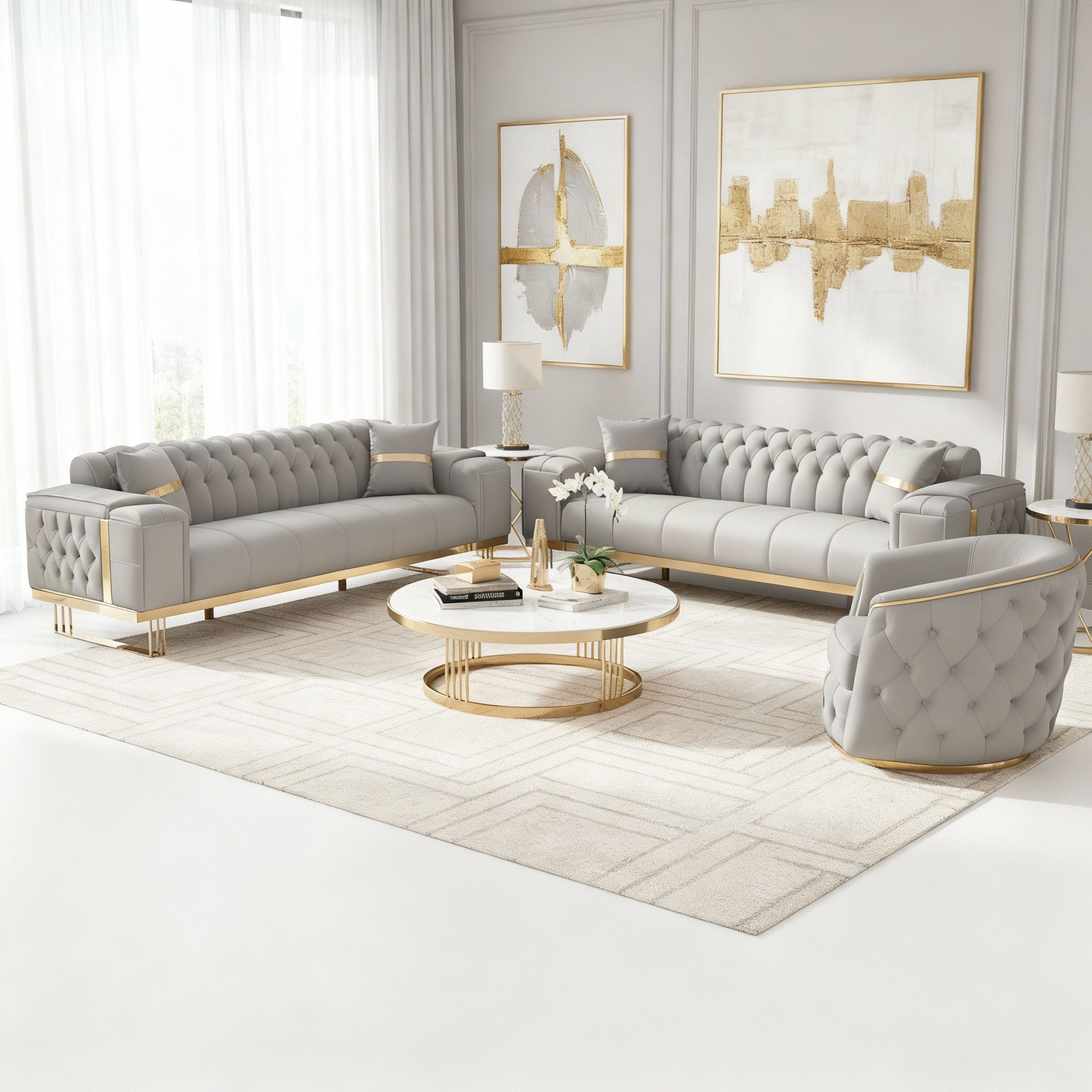Palms-Store Sofa -Set Imperial Premium, 6 Farben verfügbar, 3-Sitzer + 2-Sitzer + Sessel (3-Sitzer mit Schlaf-funktion)