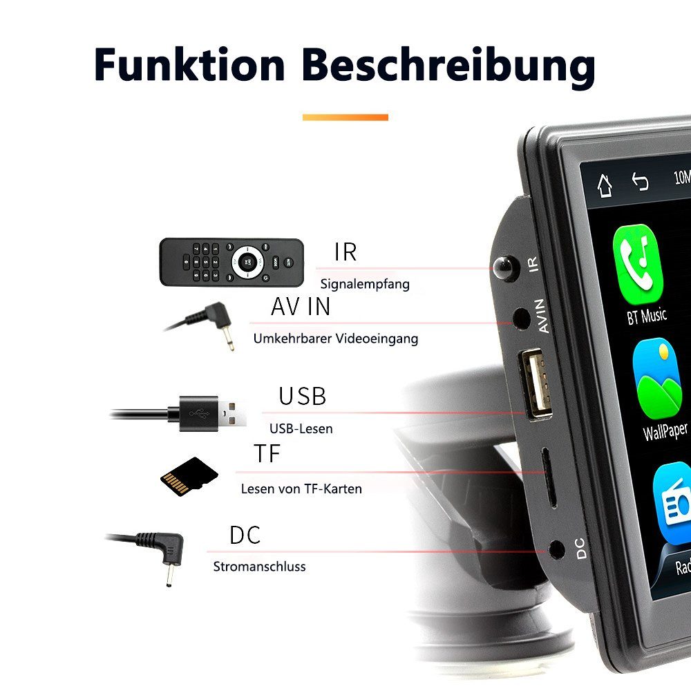 GelldG Autoradio, 7-Zoll-Bildschirm Radio Autoradio Display, Touch Bluetooth Navi Schwarz(stil3) mit