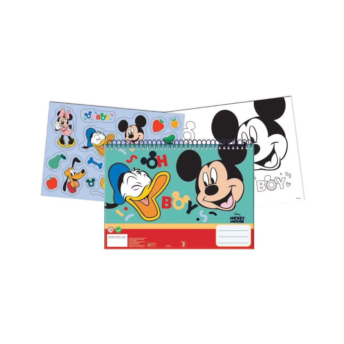 Disney Kreativset Disney Mickey Oh Boy A/4 Spiral Skizzenbuch 40 Blätter mit
