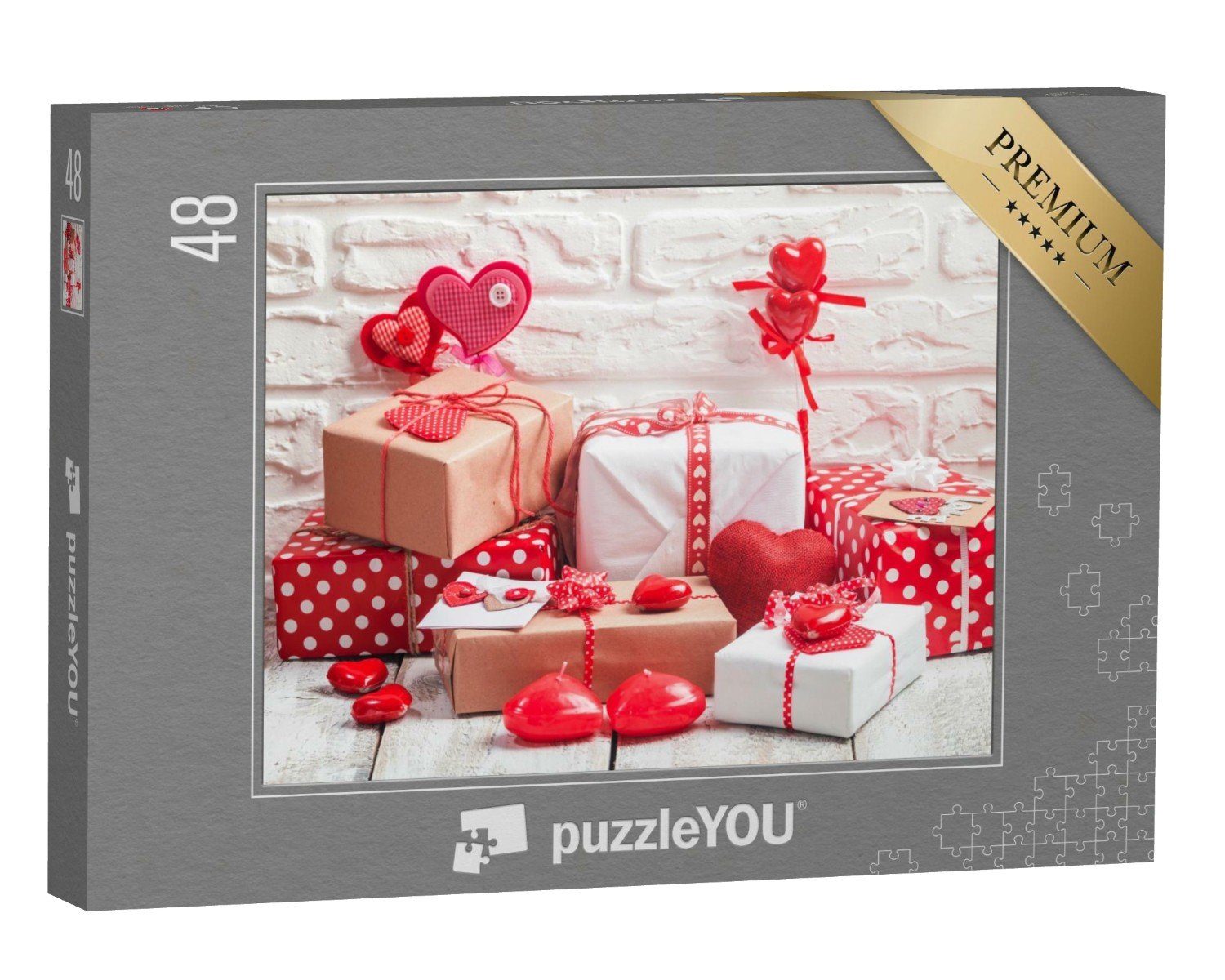 puzzleYOU Puzzle Valentinstag: Geschenke und Herzen, 48 Puzzleteile, puzzleYOU-Kollektionen Festtage