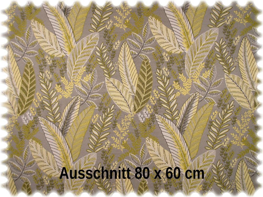 Heiro Stoff Jacquard Flachgewebe Möbelstoff Laurel Gelb, Polsterstoff Meterware - Breite:140 cm
