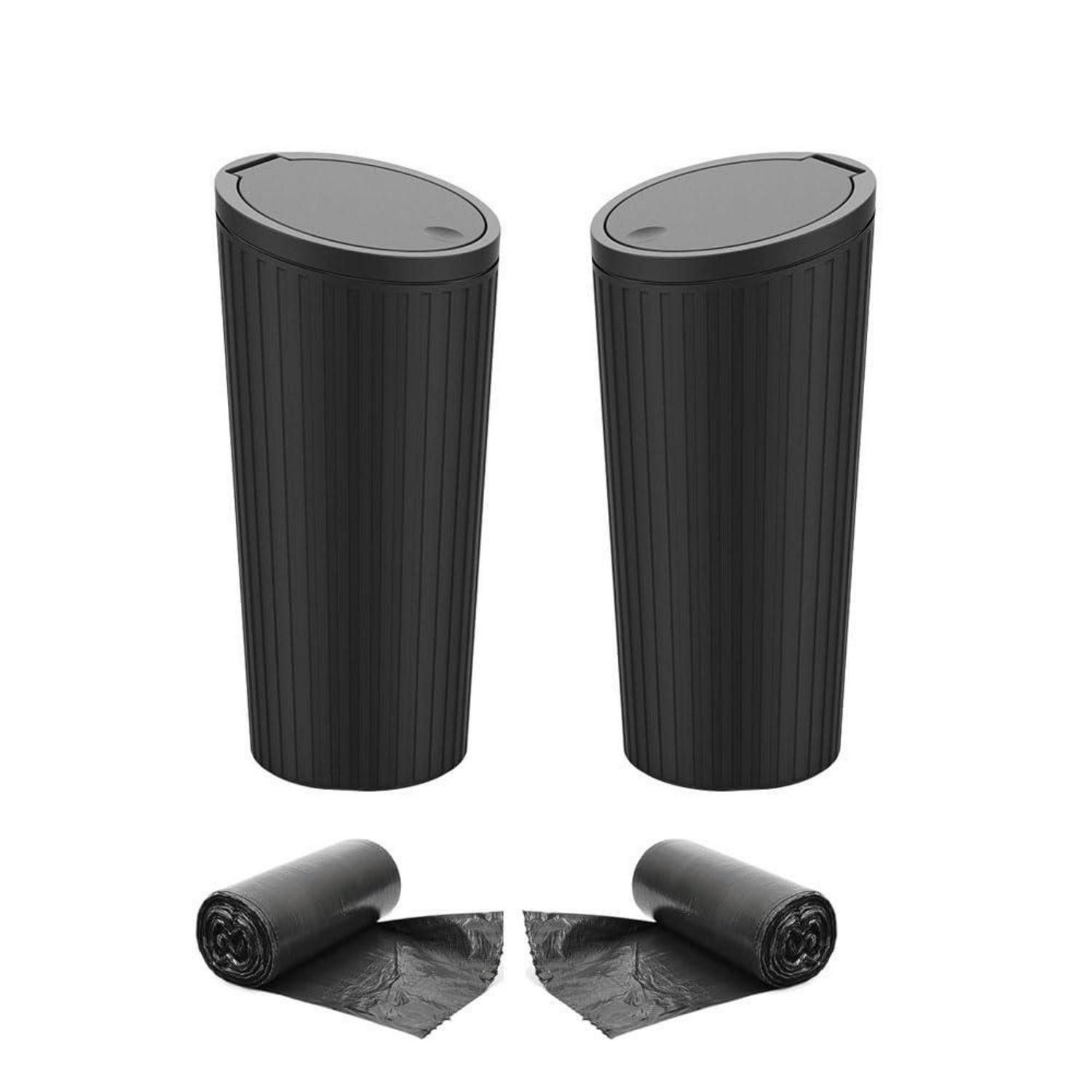LuxusKollektion Mülleimer Auto Mülleimer 2er Set klein mit Deckel wasserdicht geruchshemmend
