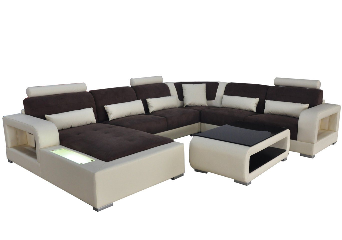 JVmoebel Modern UForm Sitz Polster Designer Sofa Leder Wohnlandschaft Ecksofa, Couch Eck