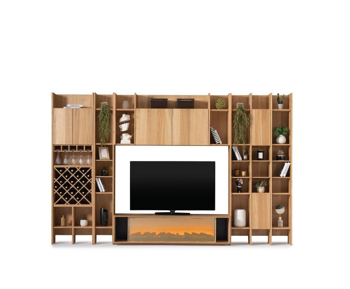JVmoebel Wohnwand, Wohnzimmer Wonwand Holz Luxus Garnitur neu Stil Modern Luxus braun