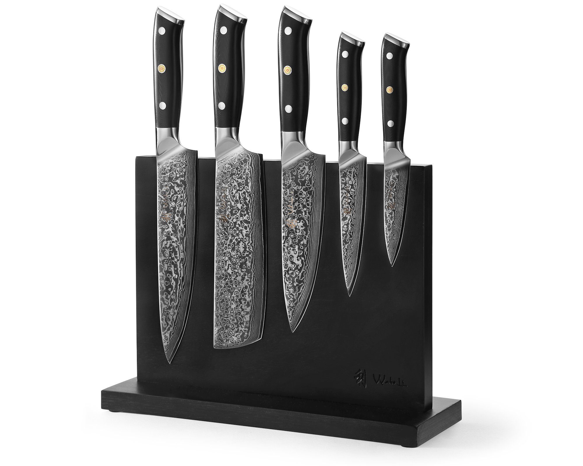 Wakoli Magnet-Messerblock Elite Cuisine I 5 Küchenmesser & magnetischer Messerblock | Messerblöcke