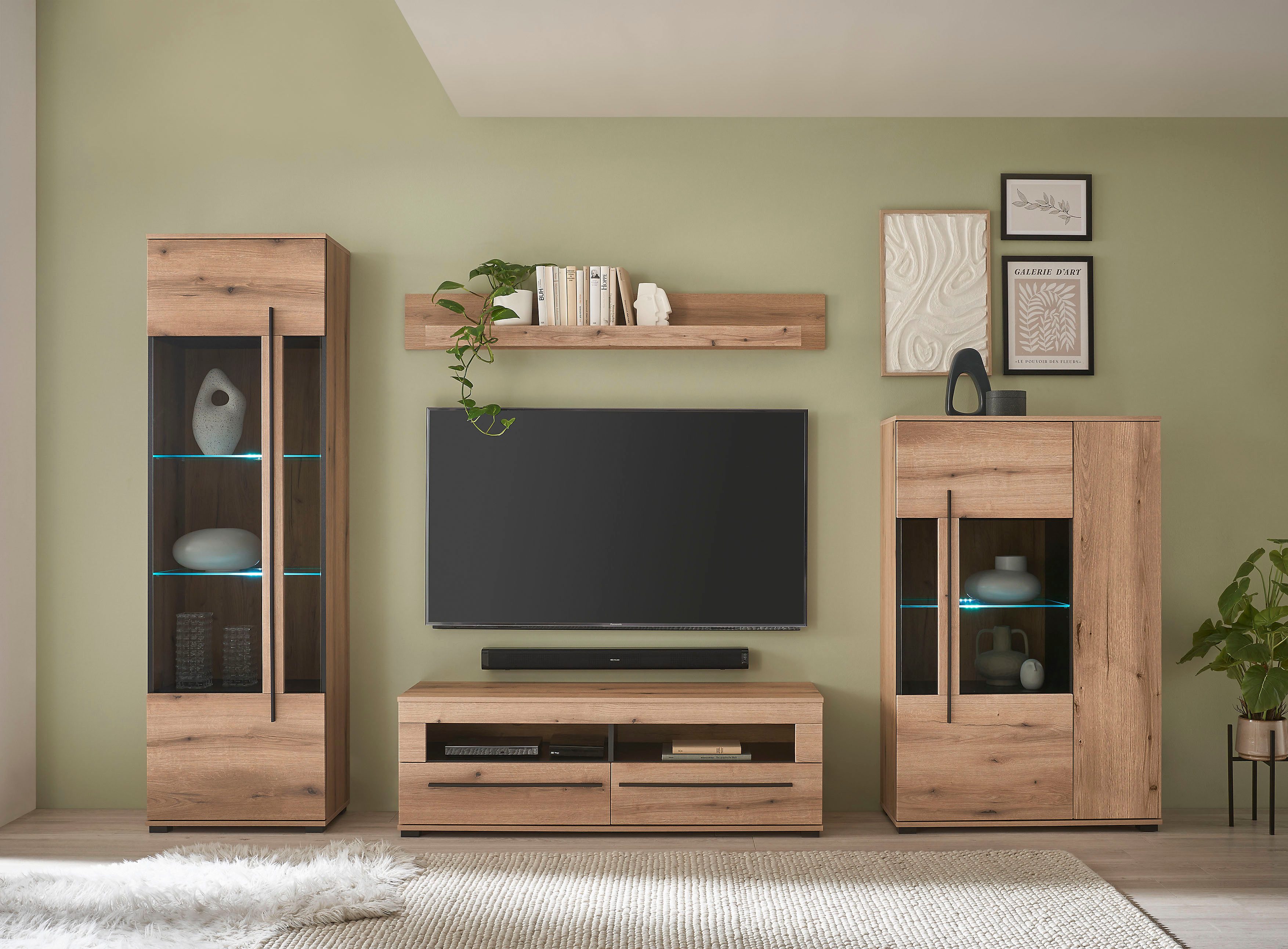 INOSIGN Wohnwand Cantara, moderne Anbauwand, Wohnzimmer-Set, in Eiche Evoke günstig online kaufen