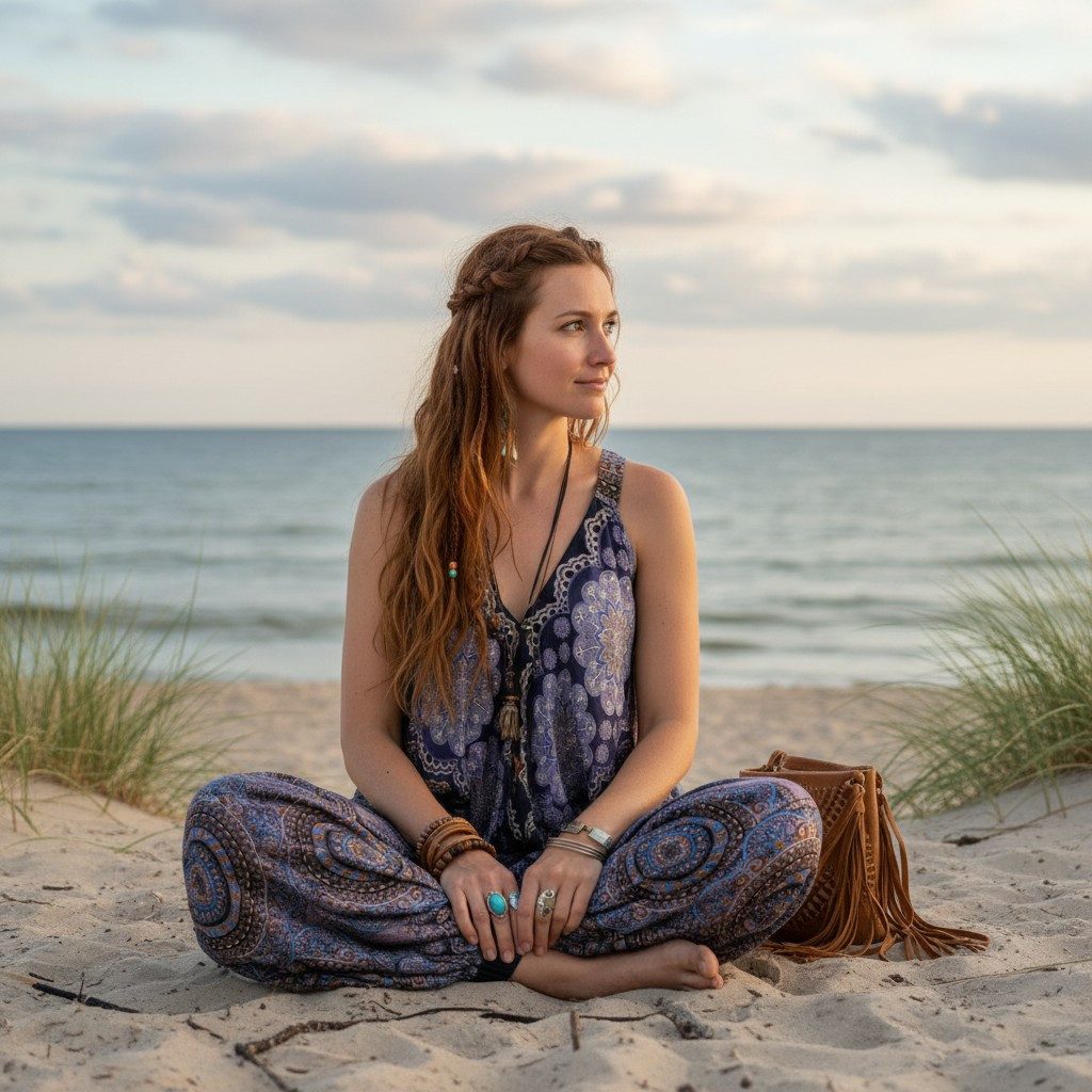 Guru-Shop Relaxhose Boho Jumpsuit, Mandala Sommer Overall, oversize.. alternative Bekleidung