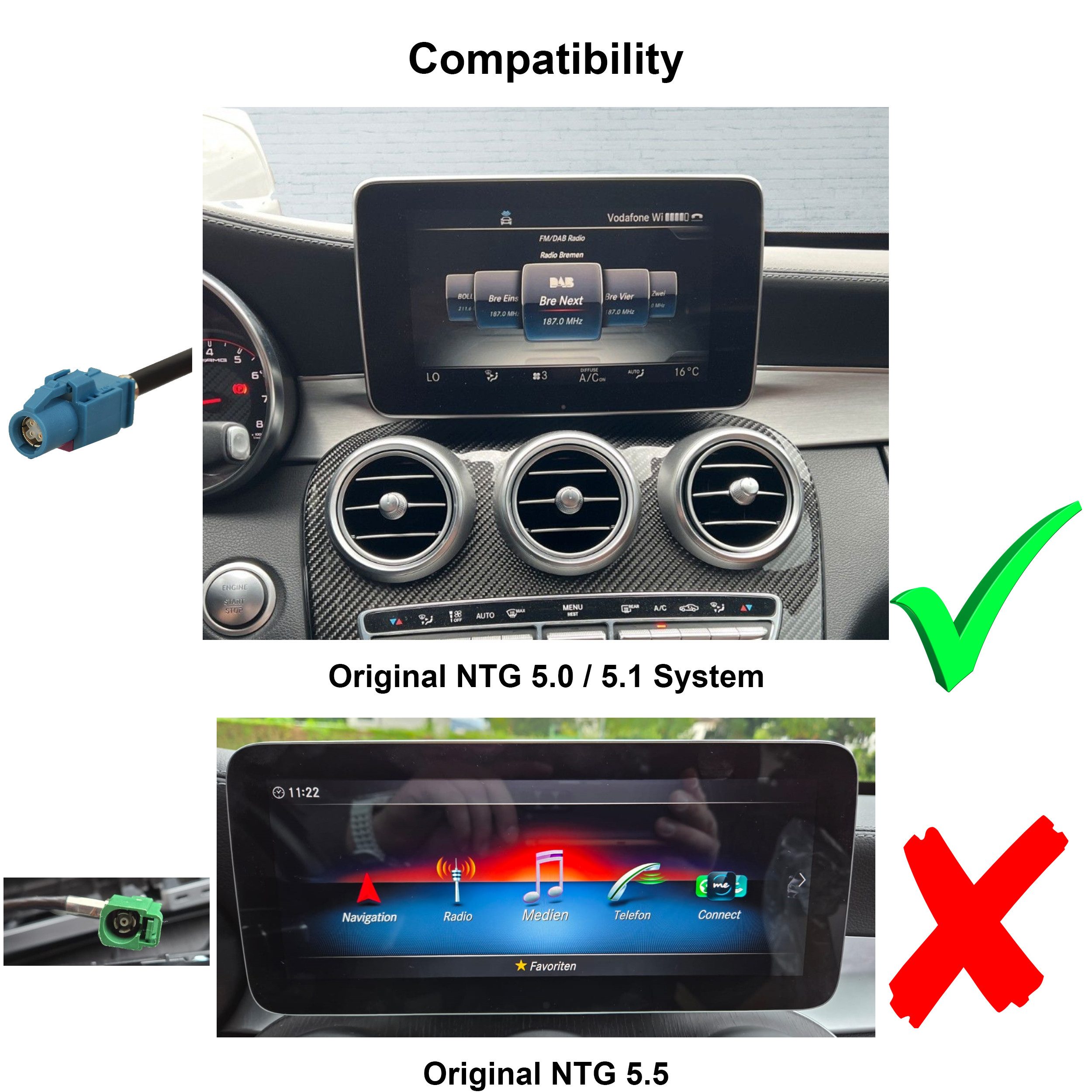 TAFFIO Für Mercedes W205 W470 X253 NTG5x 12" Touch Android Navi GPS Carplay Einbau-Navigationsgerät