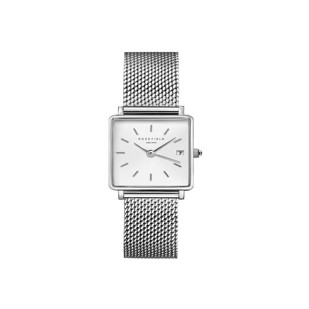 Quarzuhr ROSEFIELD Damenuhr Boxy XS Mesh Silber eckig QMWMS-Q038