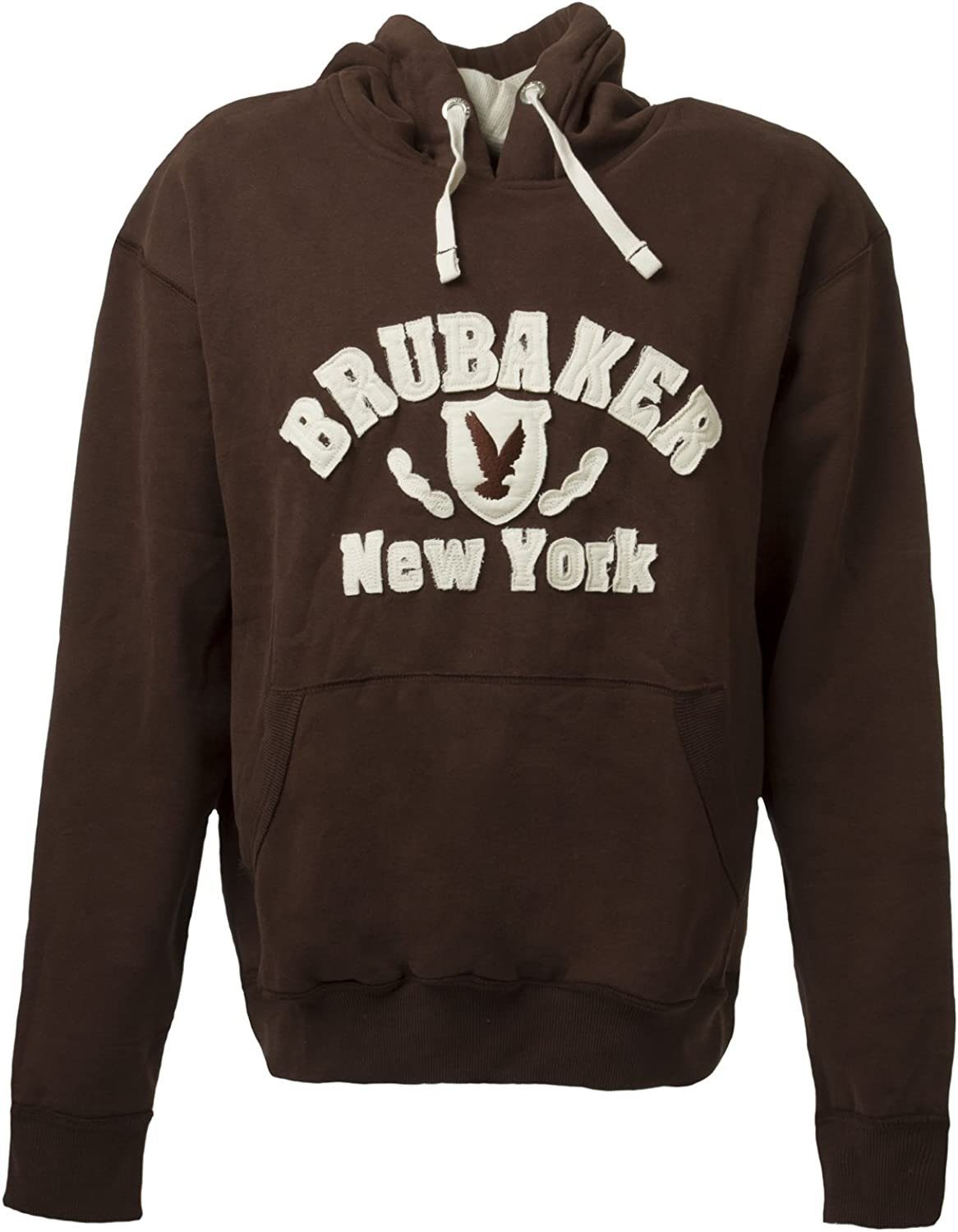 mit Logo BRUBAKER Braun und Sweater Eagle mit Kängurutasche Herren Kapuzensweatshirt (1-tlg) Adler Kapuze York New - Sweatshirt