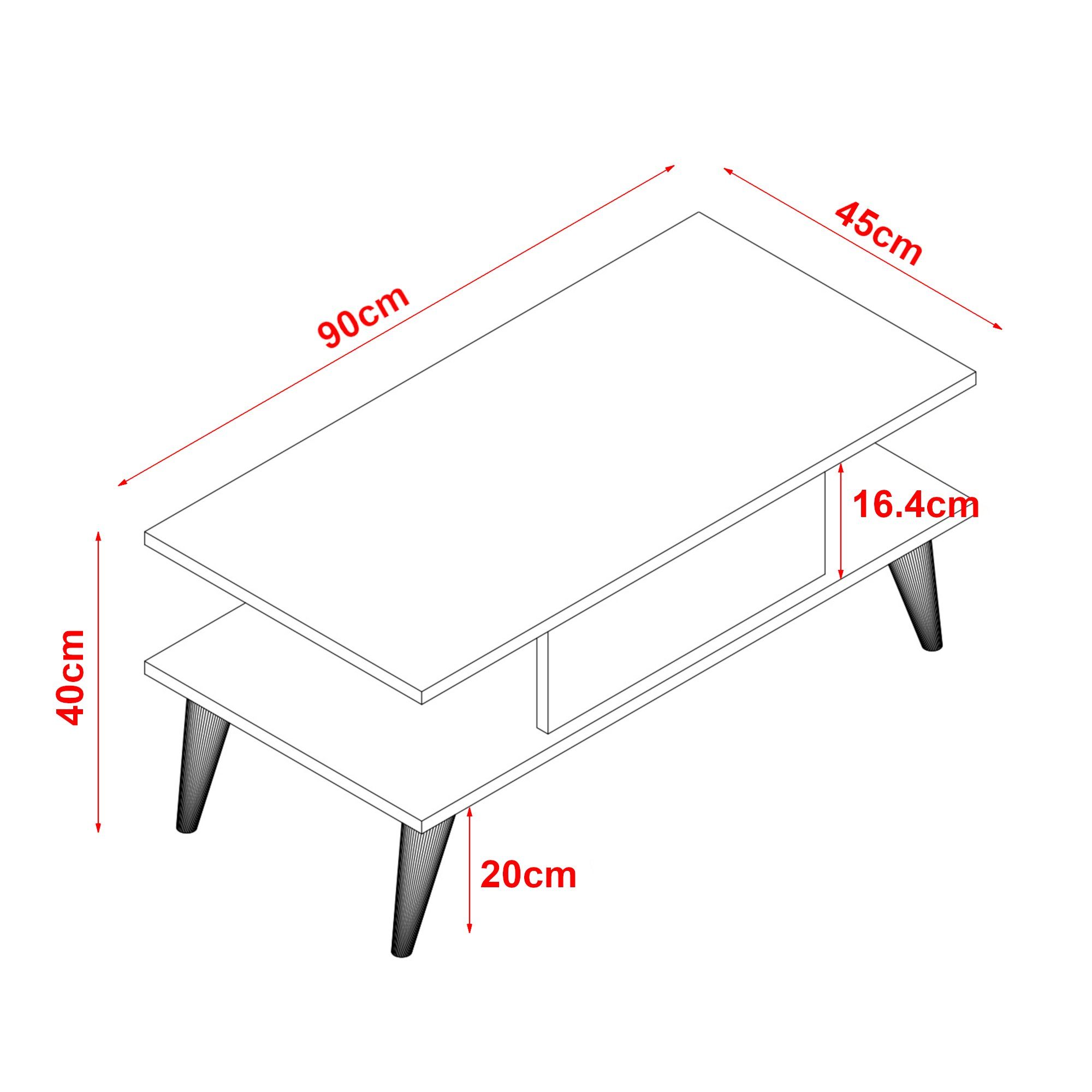 Sofatisch Couchtisch, Weiß en.casa Wohnzimmertisch 40x90x45cm »Melhus«