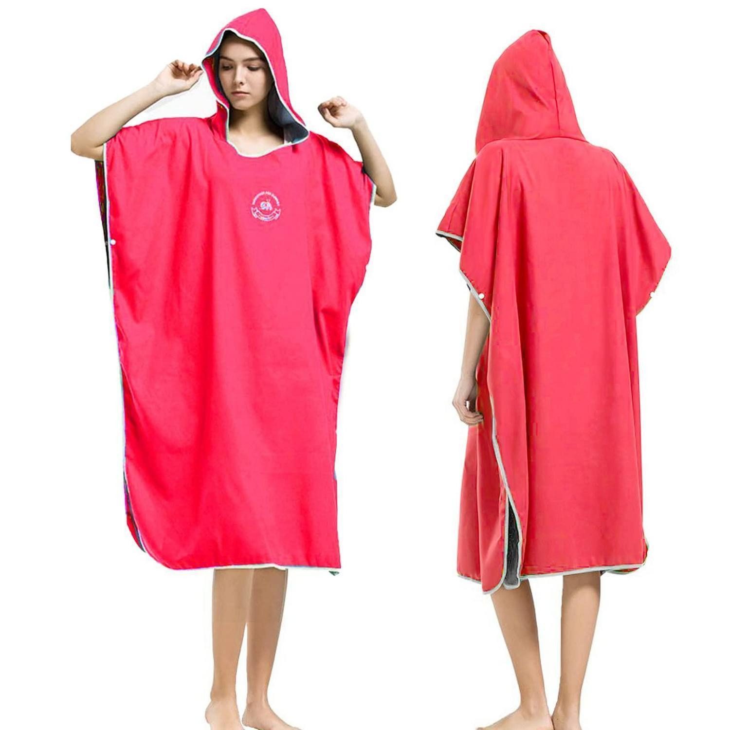 LuxusKollektion Poncho Mikrofaser Handtuch Poncho Rubinrot (1-St)