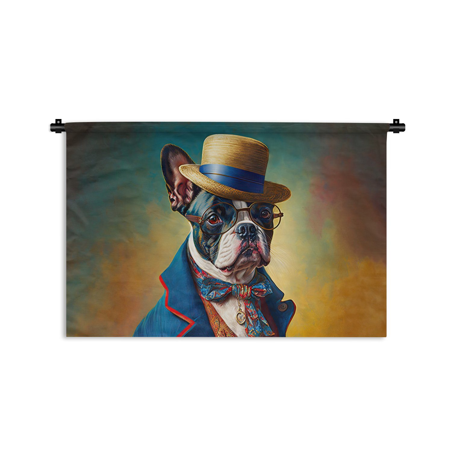 MuchoWow Wanddekoobjekt Hund - Kleidung - Accessoires - Farbe - Porträt, Wanddeko für Wohnzimmer, Schlafzimmer, Kleid, Wandbehang, Kinderzimmer