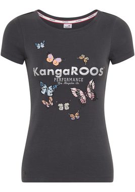 KangaROOS T-Shirt mit filigranem Logodruck & Schmetterlingen