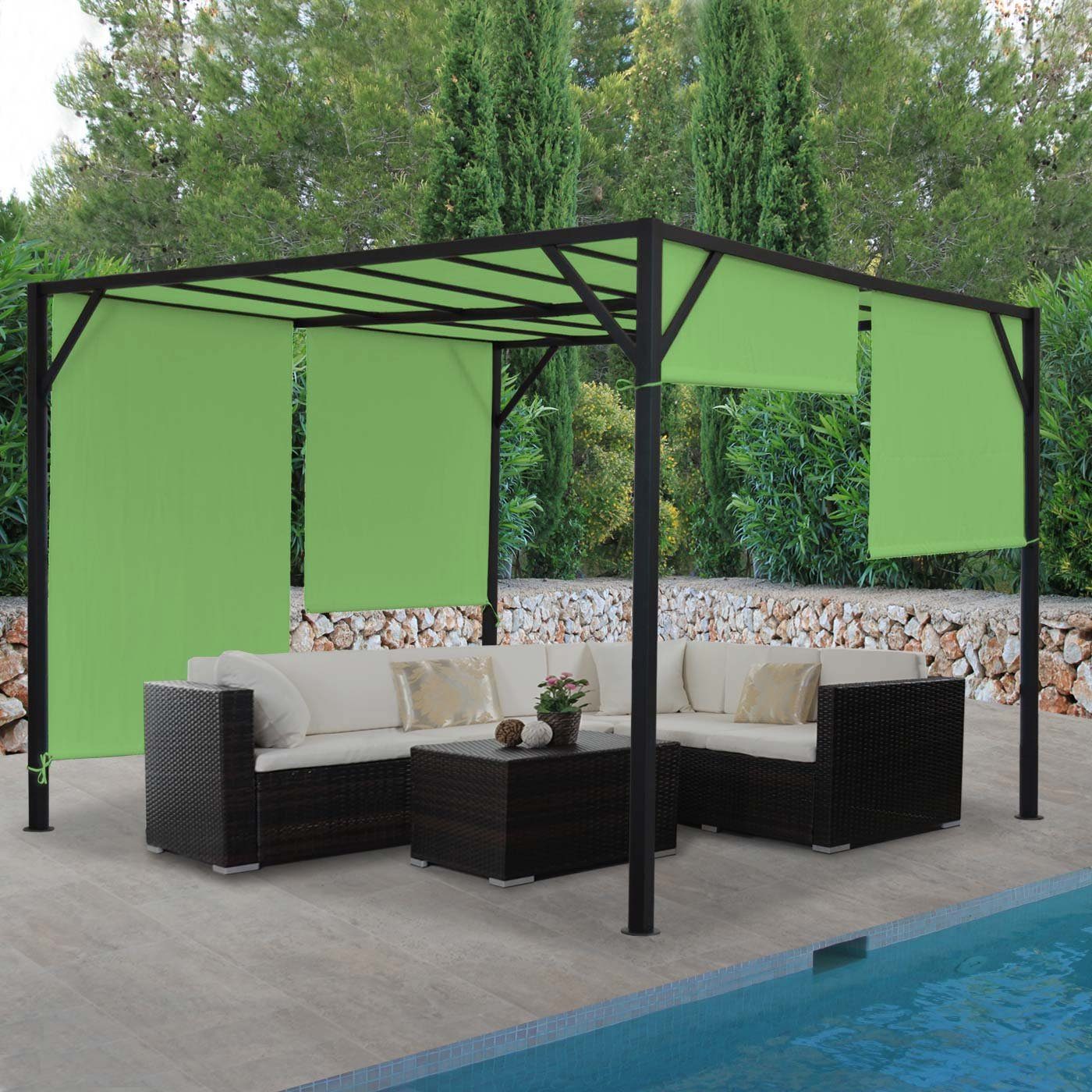 MCW Pergola Beja-4x4, BxTxH: 405x405x212 cm, mit Schiebedach, mit Wasserablaufösen, UV-Schutz UV30+