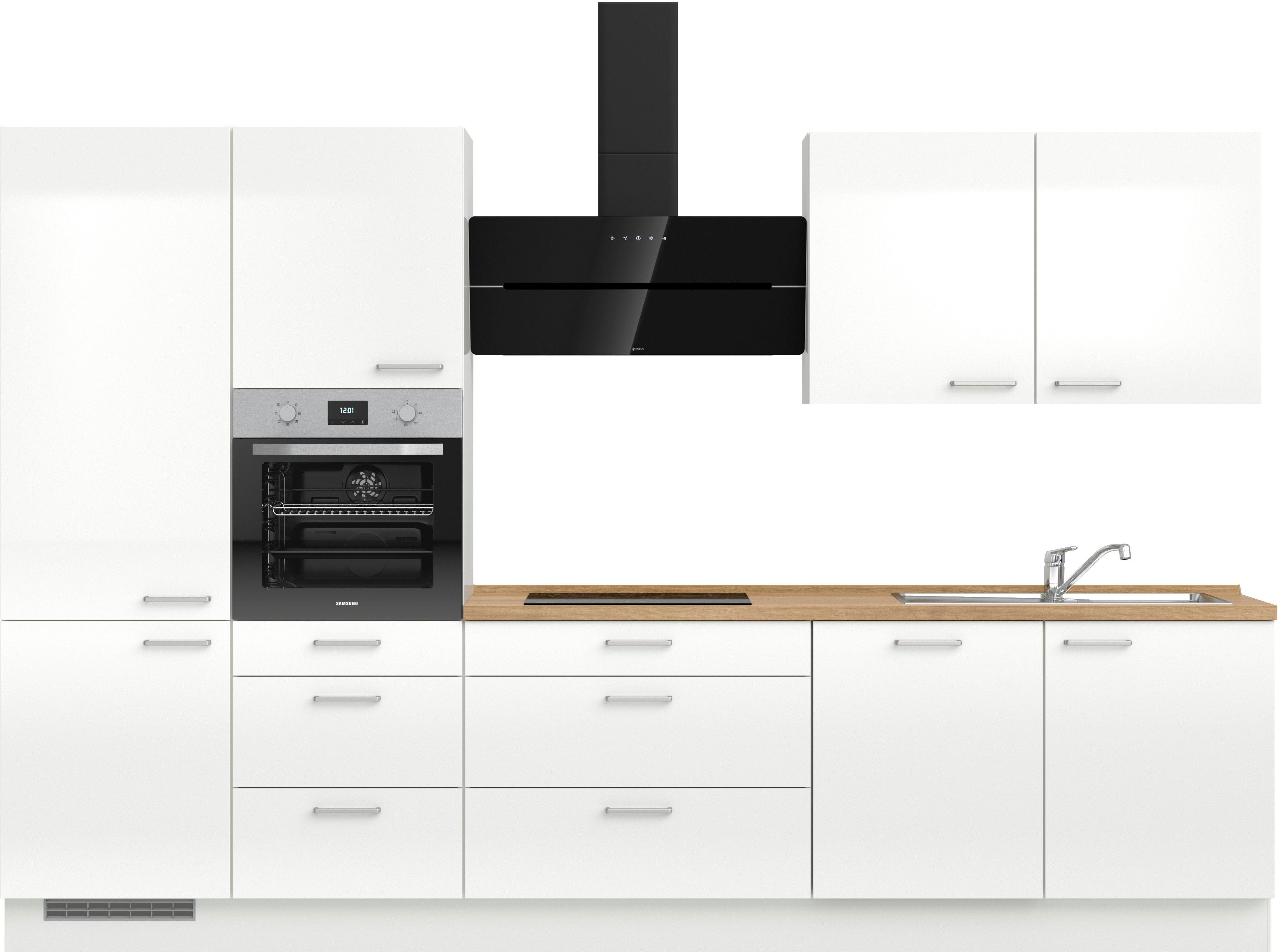 nobilia® Küche "Flash II", NEU: individuell anpassbar mit gratis Profi-Beratung, vormontiert, Breite 330 cm, Ausrichtung wählbar, wahlw. mit E-Geräten