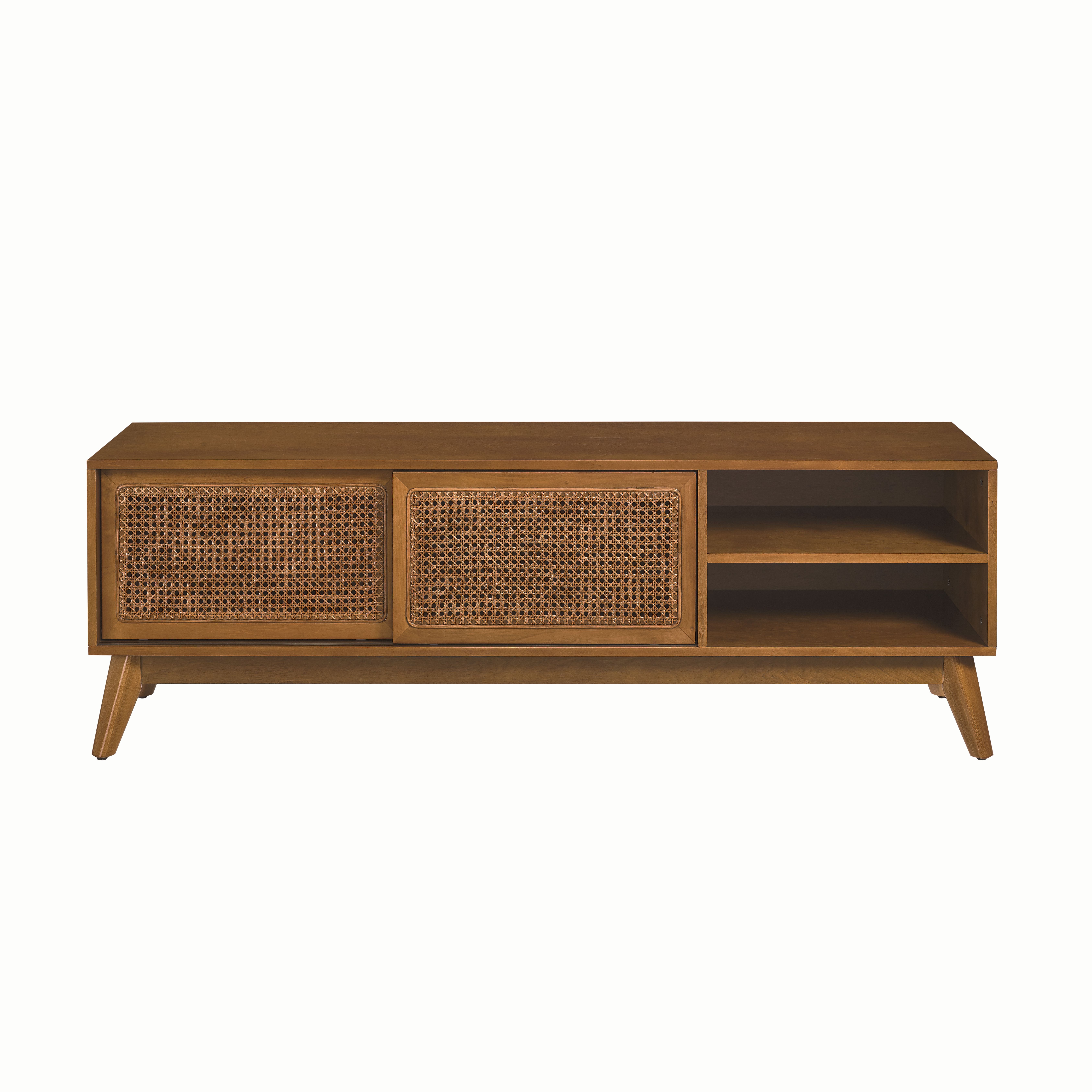 WILLIAMSPACE TV-Schrank Lumen Rattan TV-Schrank mit Echtholzfurnier & Schiebetüren