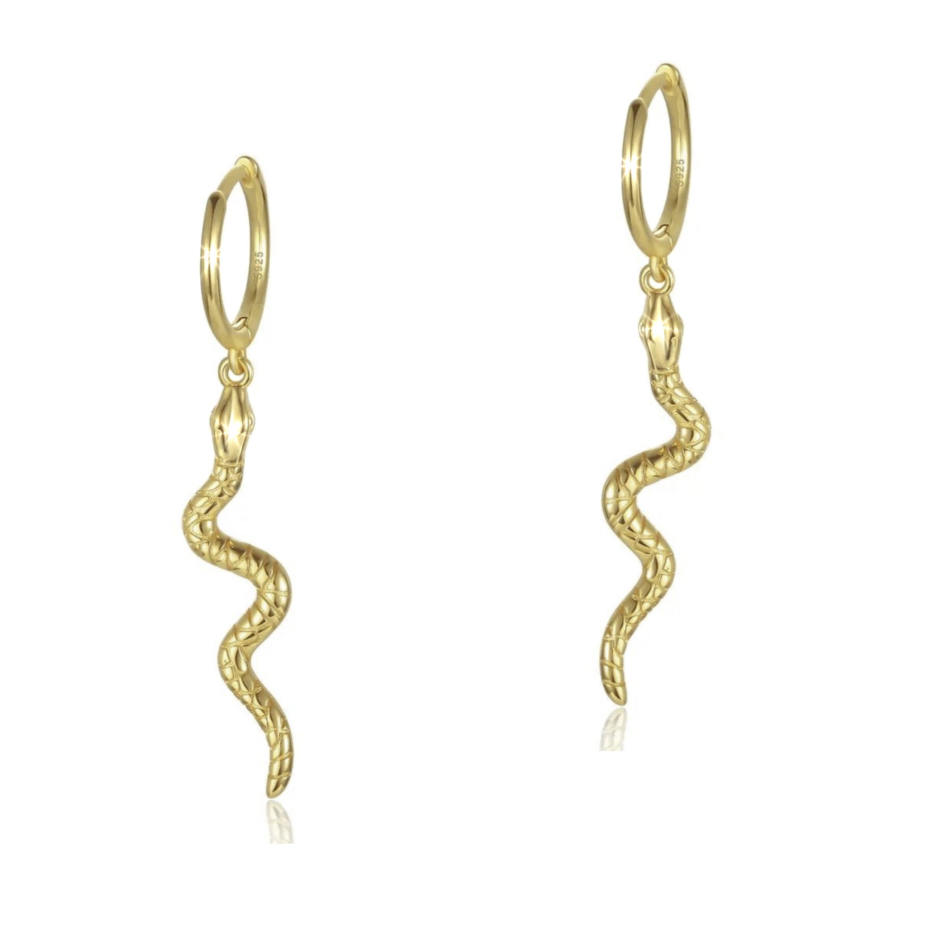 Paar Creolen Schmuck Geschenk Silber 925 Ohrschmuck Ohrringe Schlange