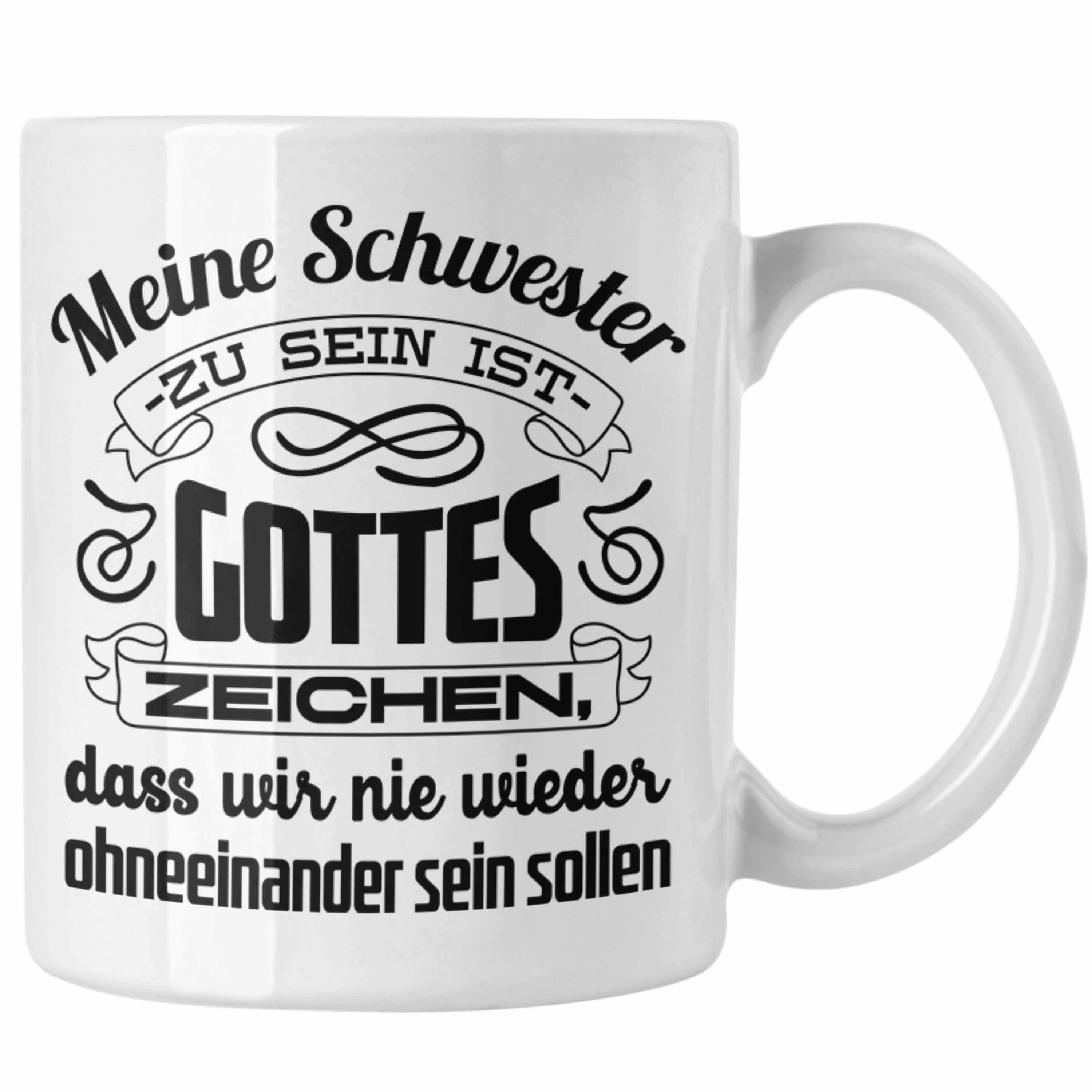 Trendation Tasse Trendation - Beste Schwester Tasse mit Spruch Geschenkidee Geburtstag Schwester von Schwester Weiss