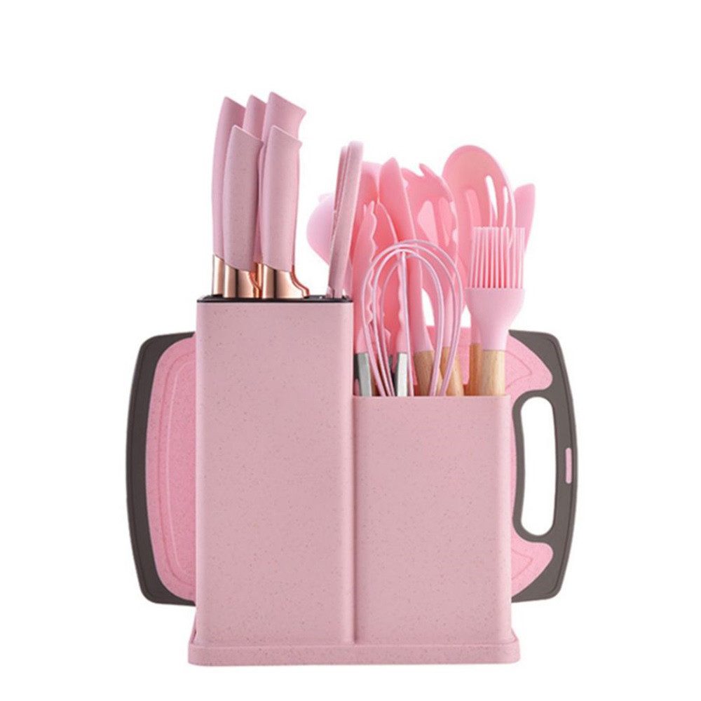 Fine Life Pro Kochbesteck-Set 19 -teiliges Silikon -Küchengeräteset, (hitzebeständig, antihaftend und mit einem), tragbarem Aufbewahrungssystem - ideal für Kochbegeisterte.