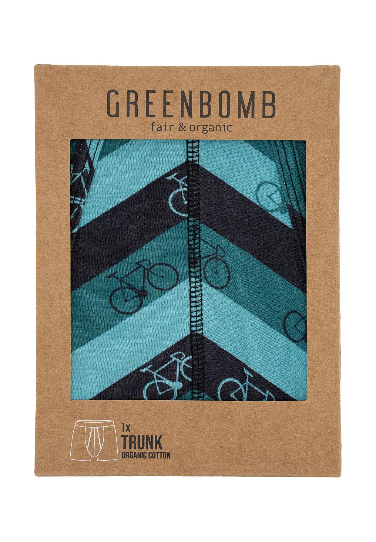 GreenBomb Boxer Trunk Bike Stripes GOTS-zertifizierte Herstellung, hautfreundlich & atmungsaktiv