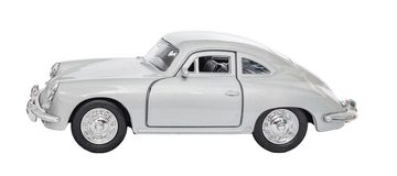 Welly Modellauto PORSCHE 356B Modellauto 12cm aus Metall Modell 75 (Silber-Metallic), Auto Spielzeugauto mit Rückzug Spielzeug Kinder Geschenk